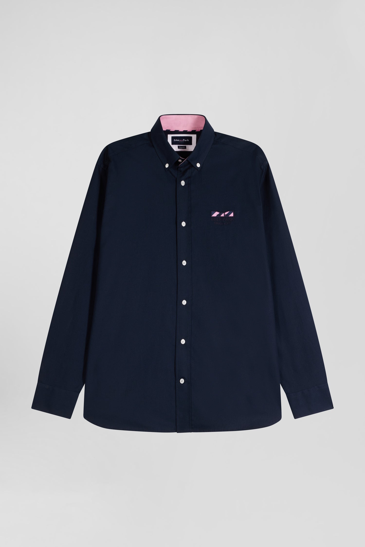 Chemise en coton Oxford bleu marine nœud papillon cerclé coupe Regular