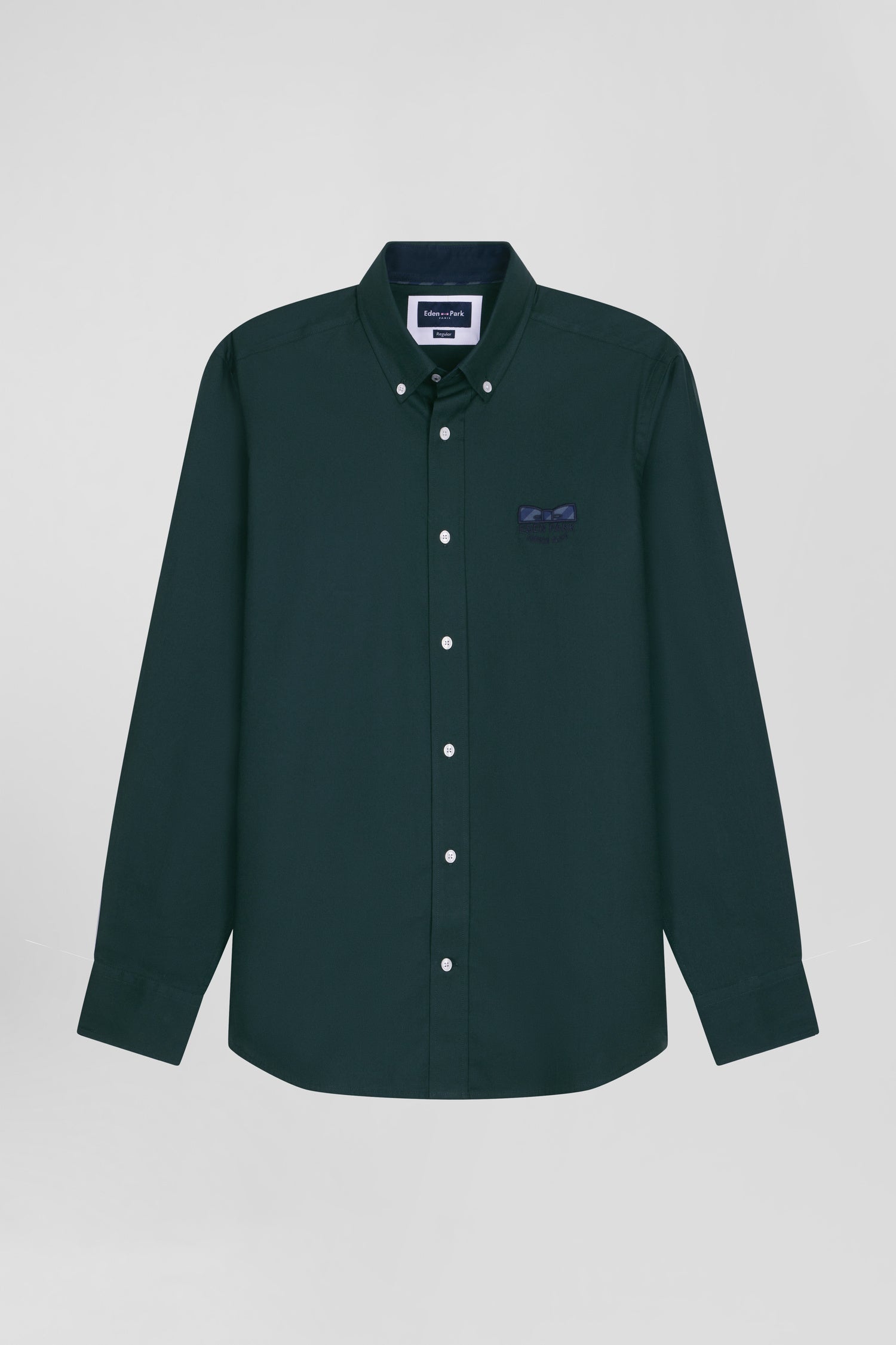 Chemise en coton Oxford vert nœud papillon cerclé coupe Regular