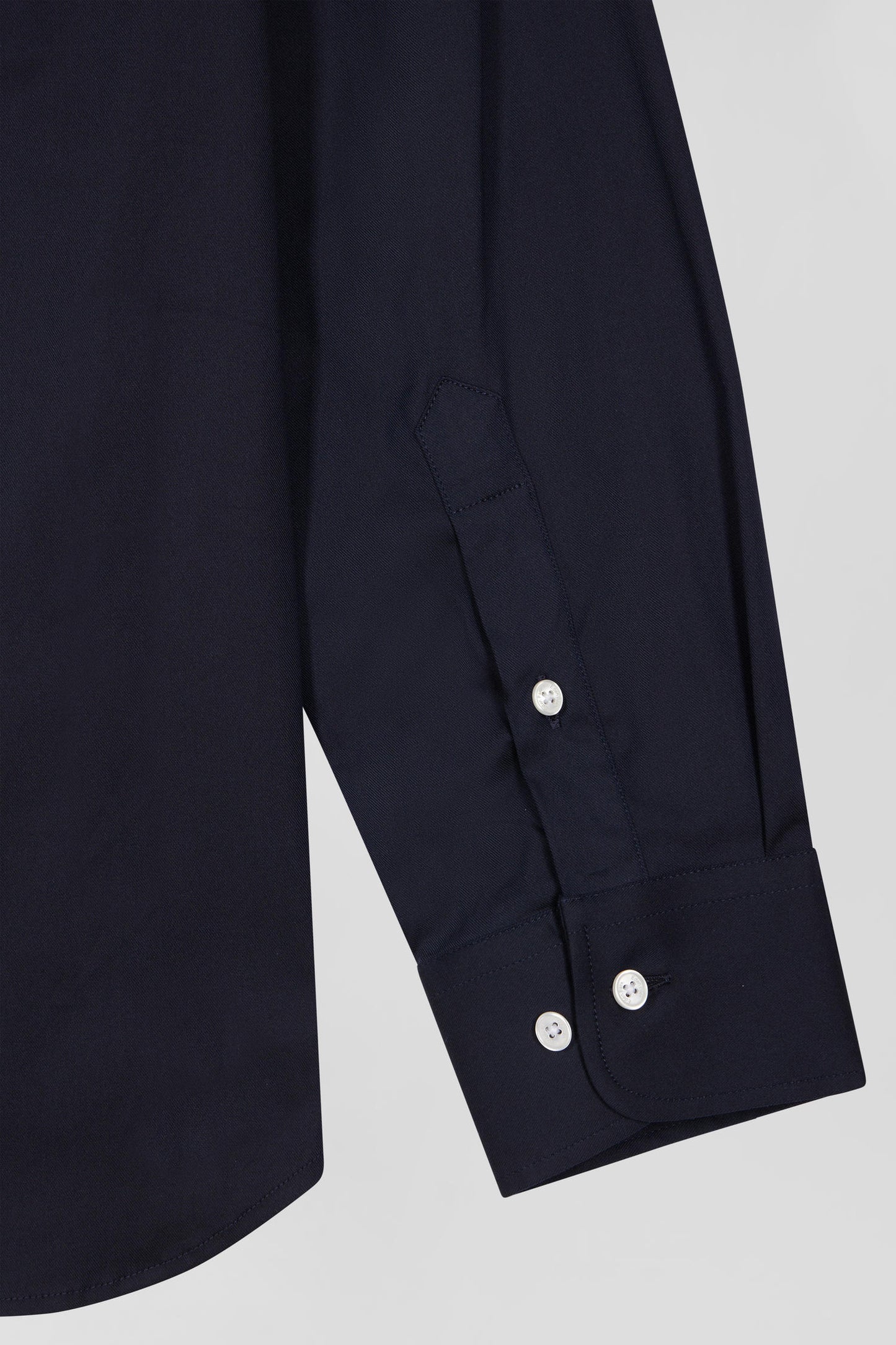 Regular plain navy blue mixed stretch cotton shirt