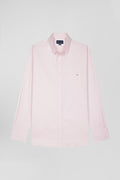 Chemise unie rose en coton stretch mélangé coupe Regular