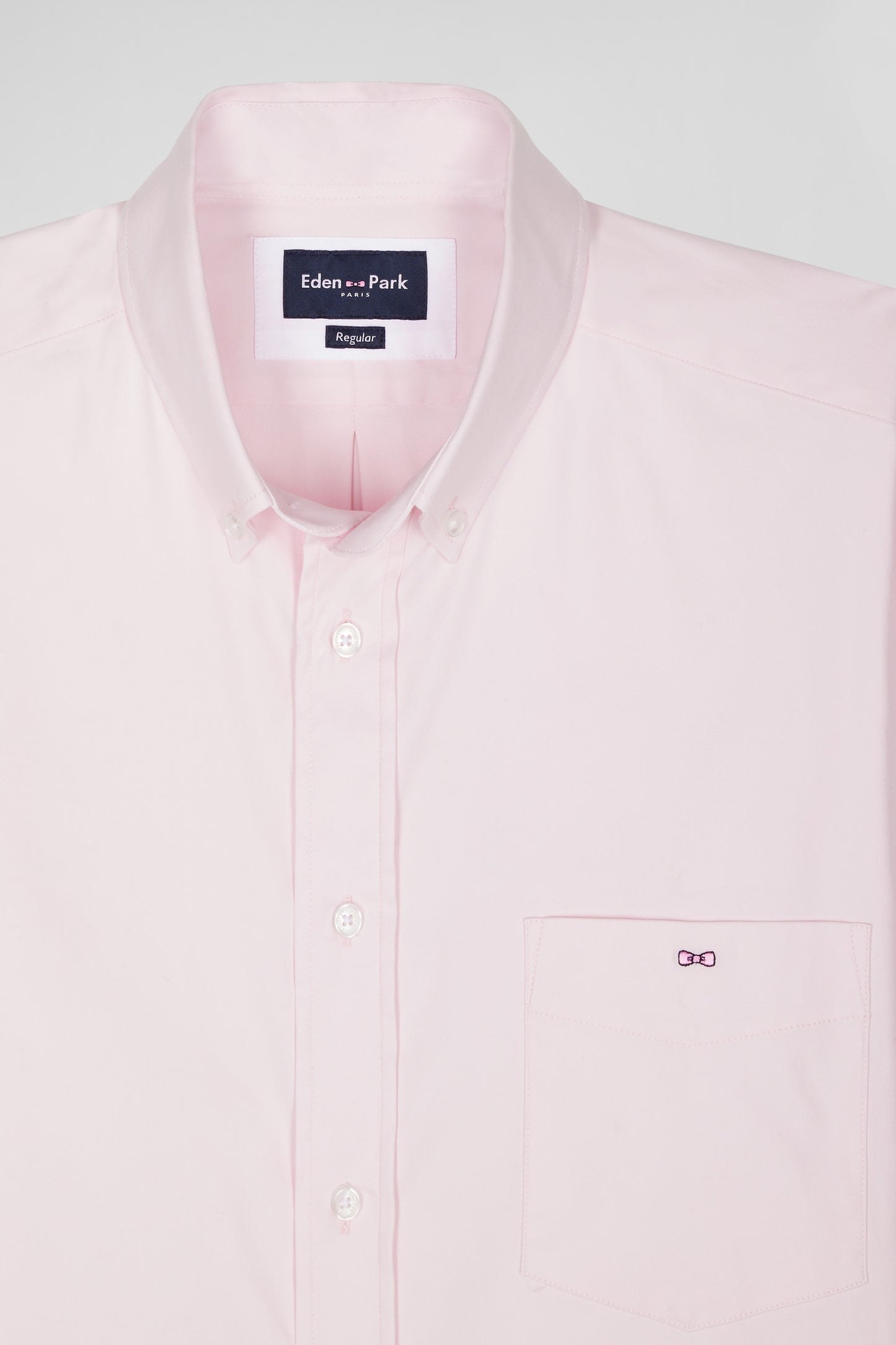 Regular plain pink mixed stretch cotton shirt