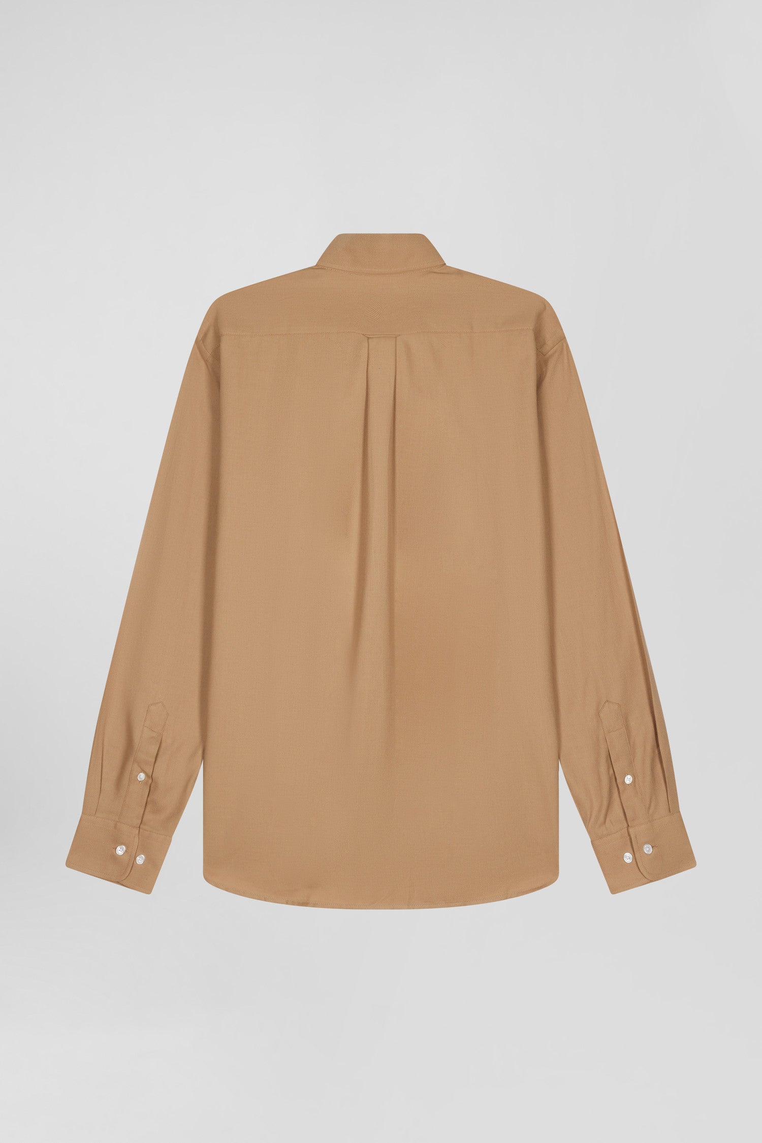 Regular camel cotton and cashmere twill shirt