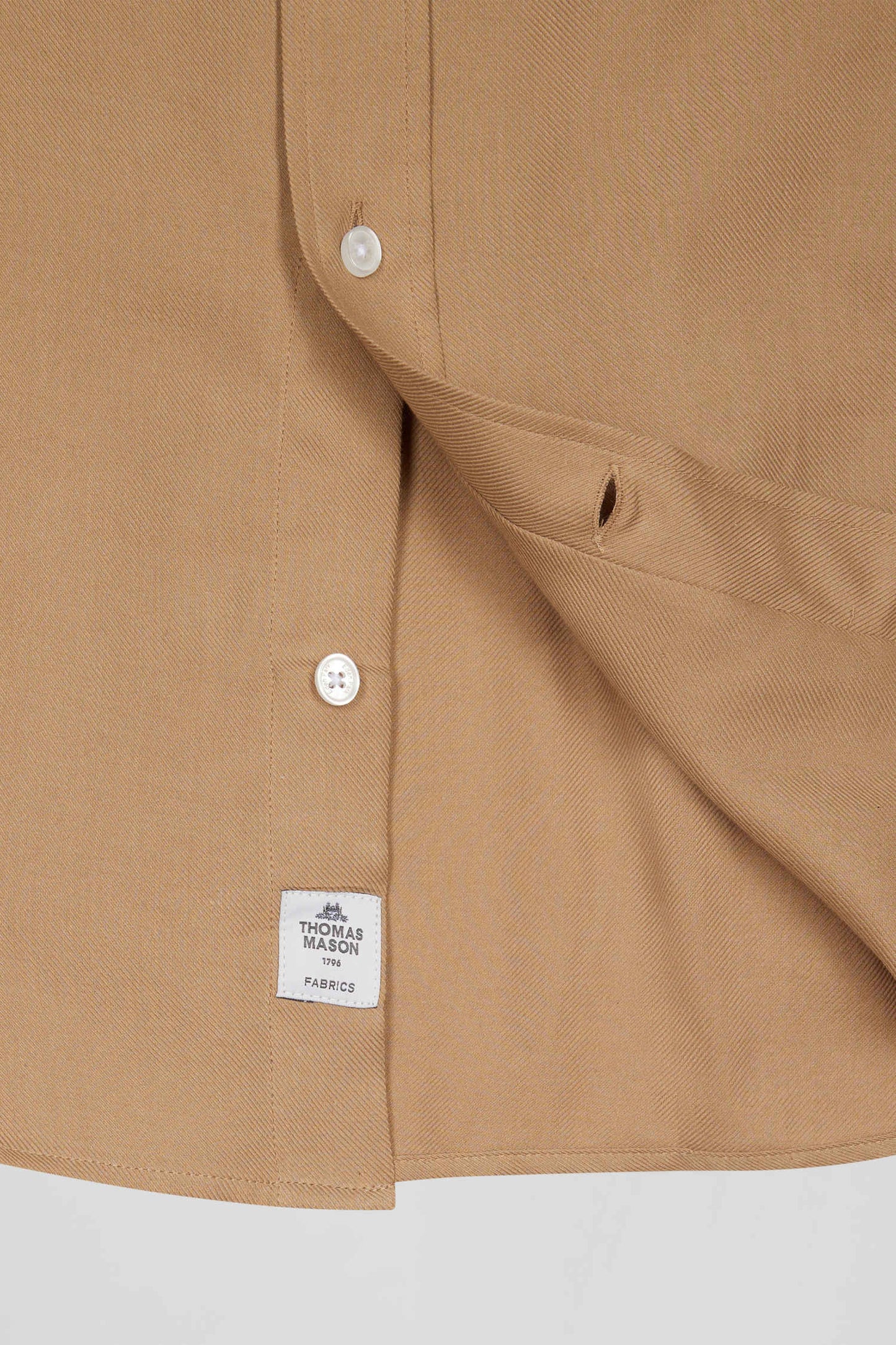 Regular camel cotton and cashmere twill shirt