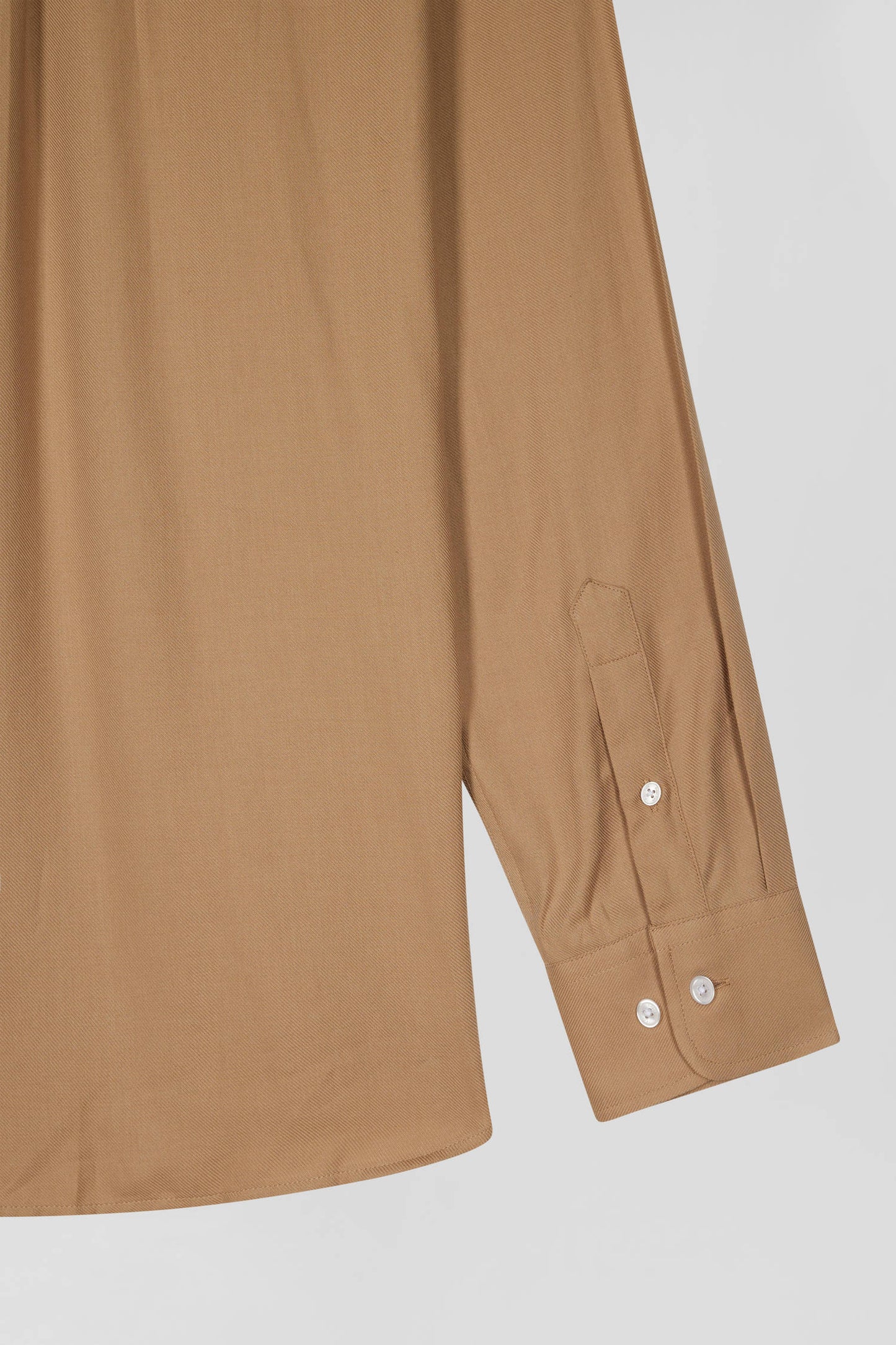 Regular camel cotton and cashmere twill shirt