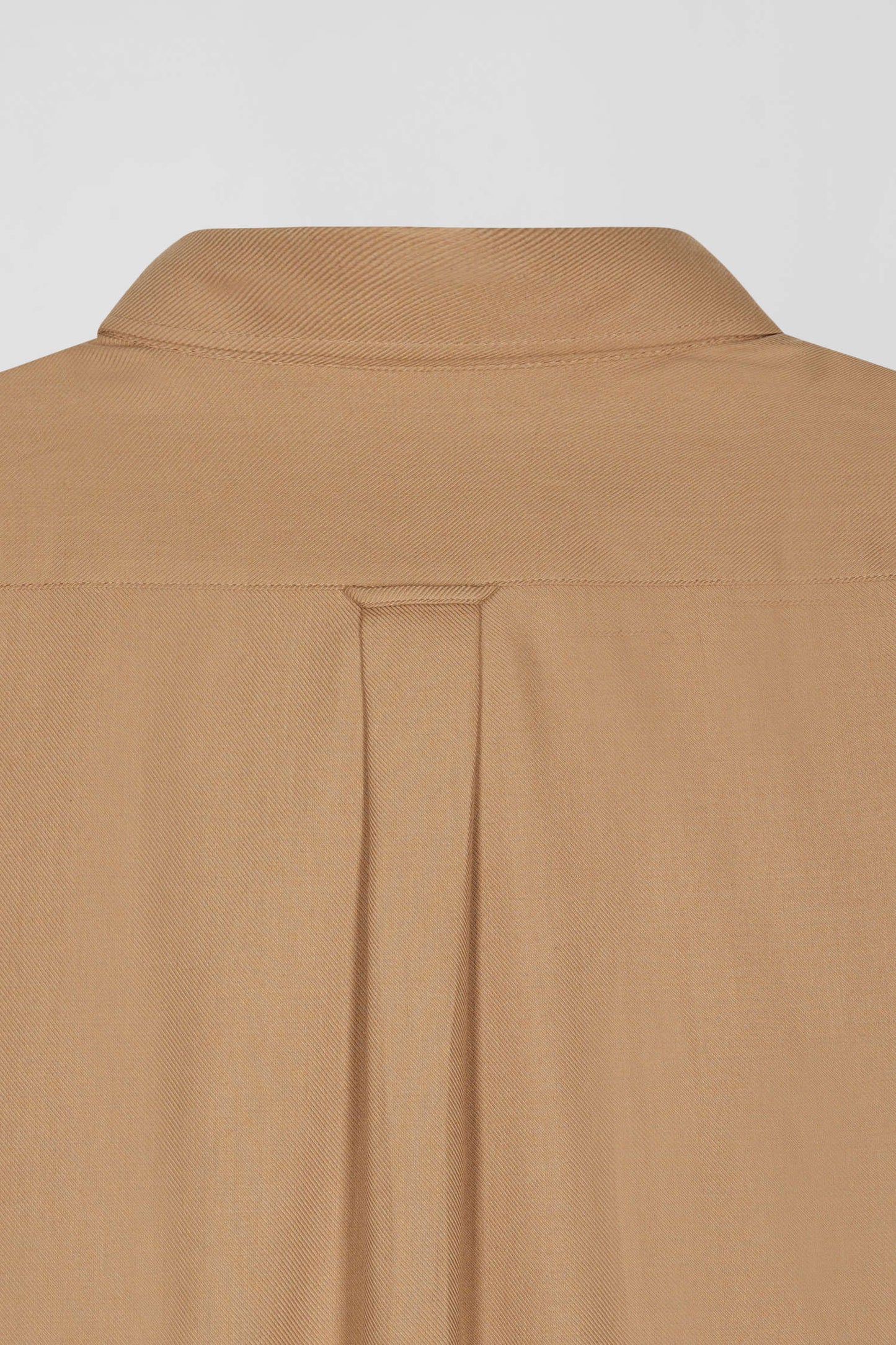 Regular camel cotton and cashmere twill shirt