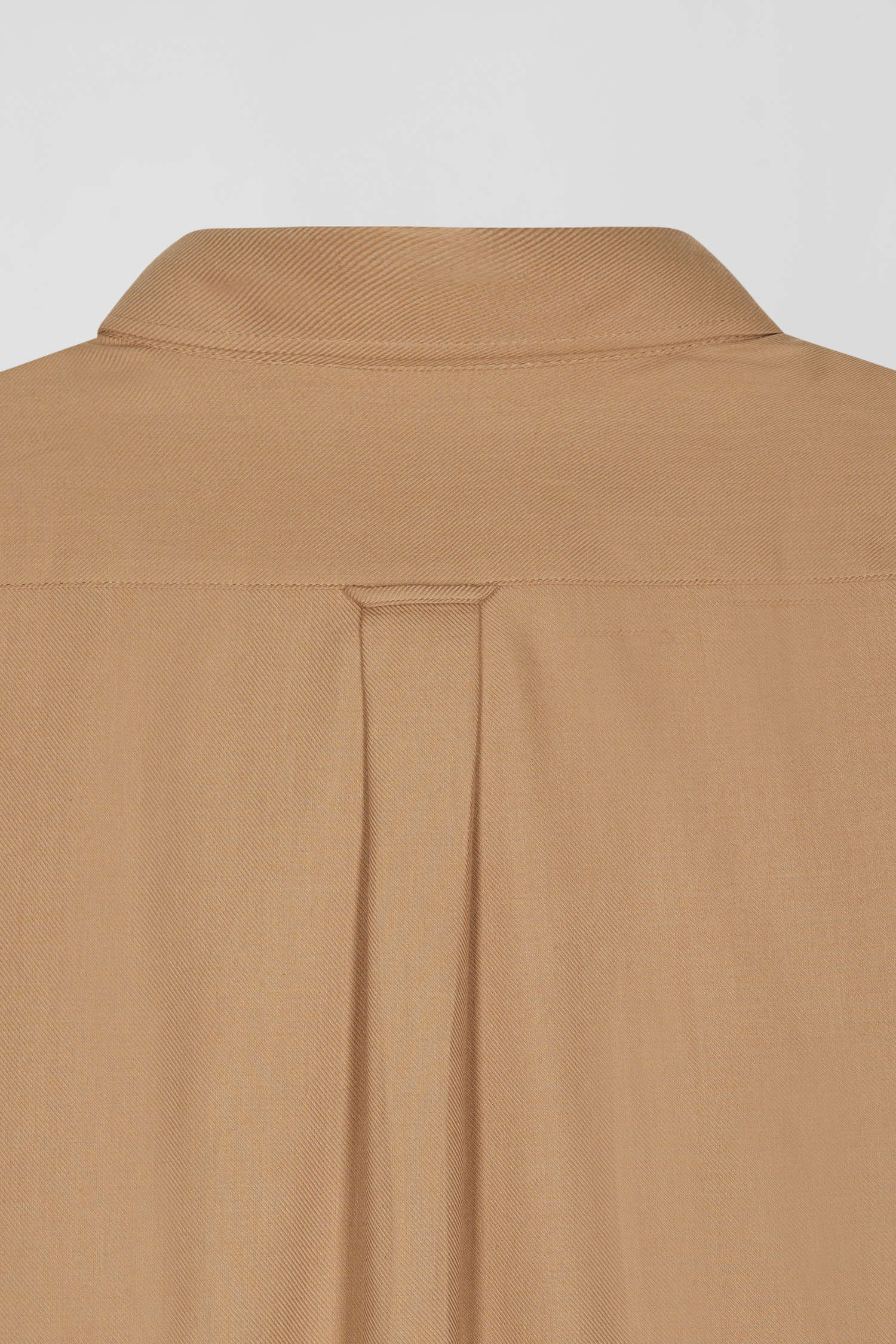 Regular camel cotton and cashmere twill shirt