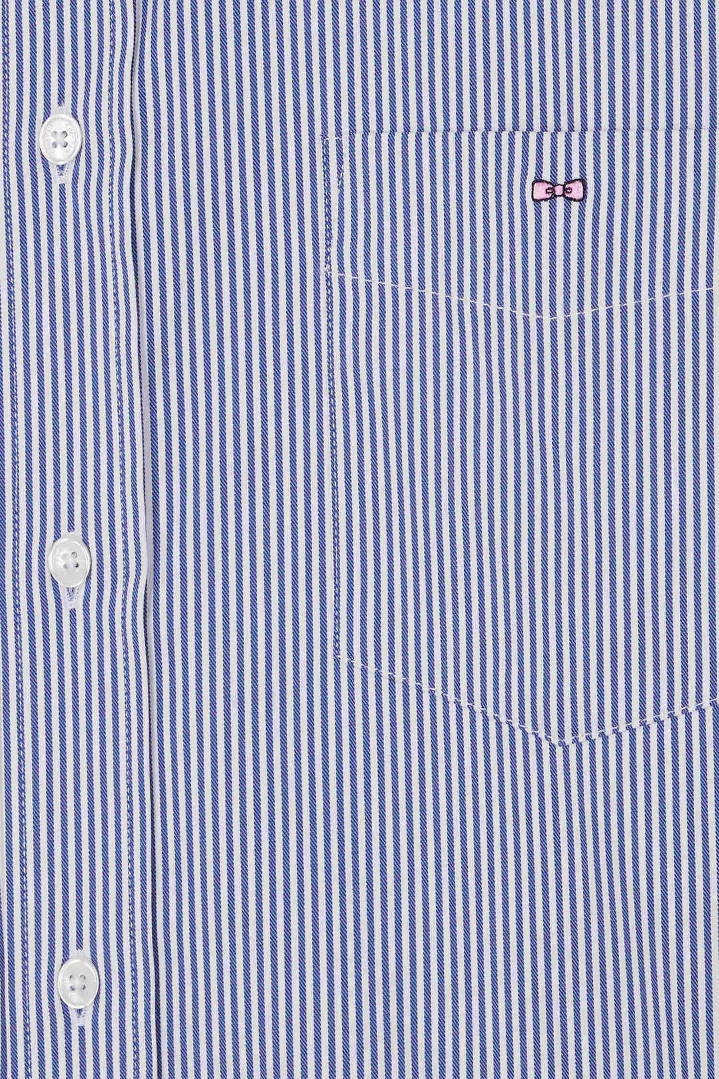 Chemise en popeline de coton bleu marine à rayures bâton coupe Regular