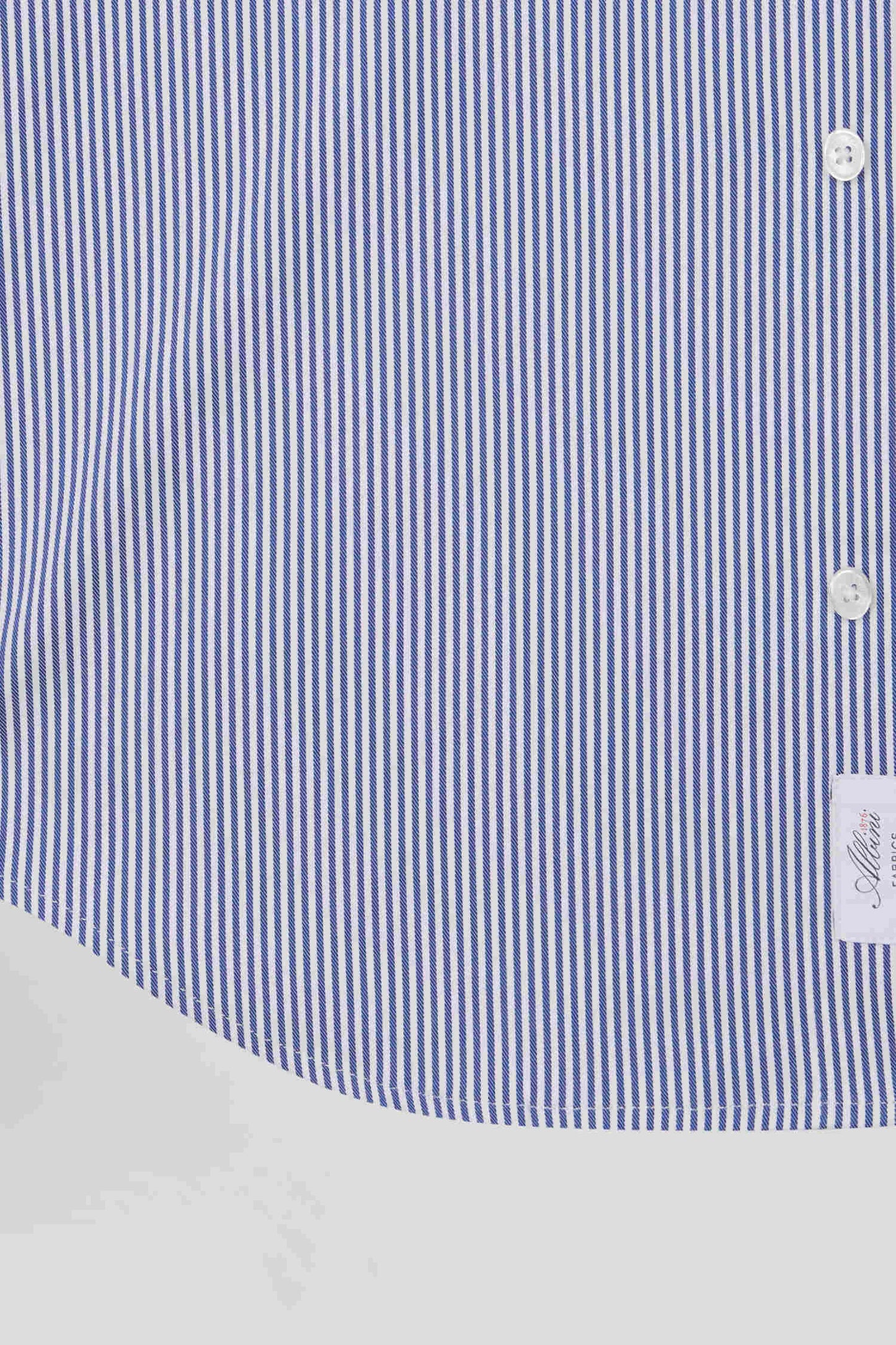 Regular navy blue cotton poplin shirt with baton stripes