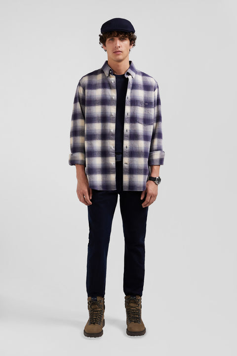 Chemise à carreaux en coton indigo coupe Regular - Image 1