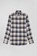 Regular indigo checked cotton shirt