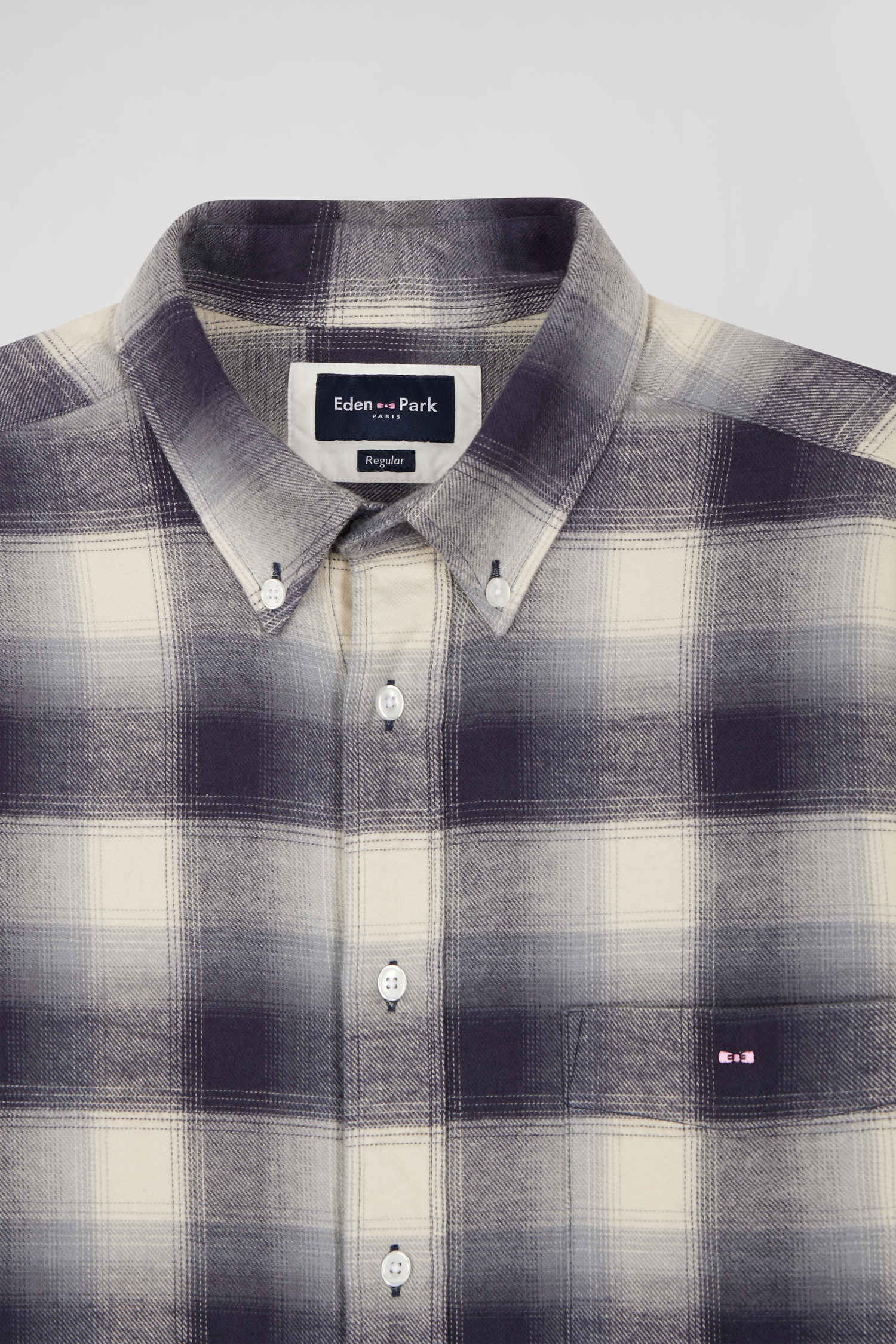 Regular indigo checked cotton shirt