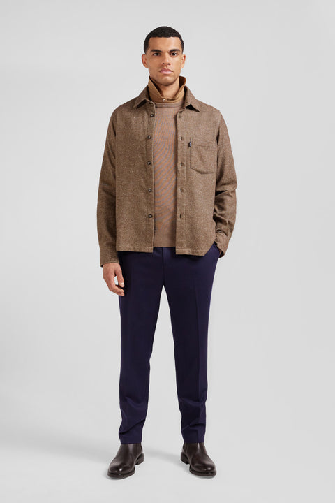Brown mixed cotton shirt - Image 1