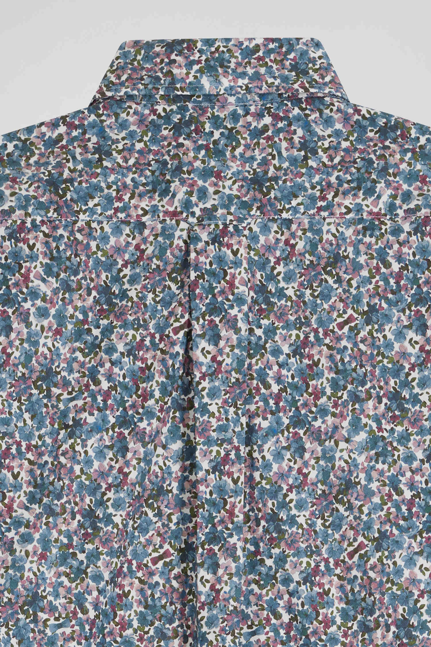 Chemise en popeline de coton bleue à imprimé floral coupe Regular