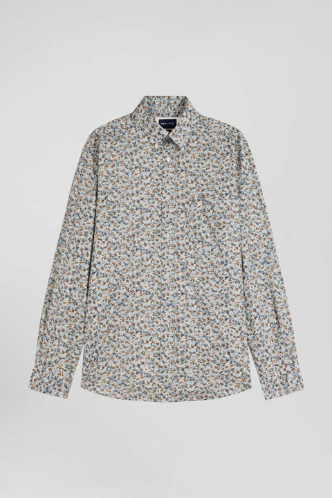 Chemise en coton à microimprimé vert coupe Regular - Image 2