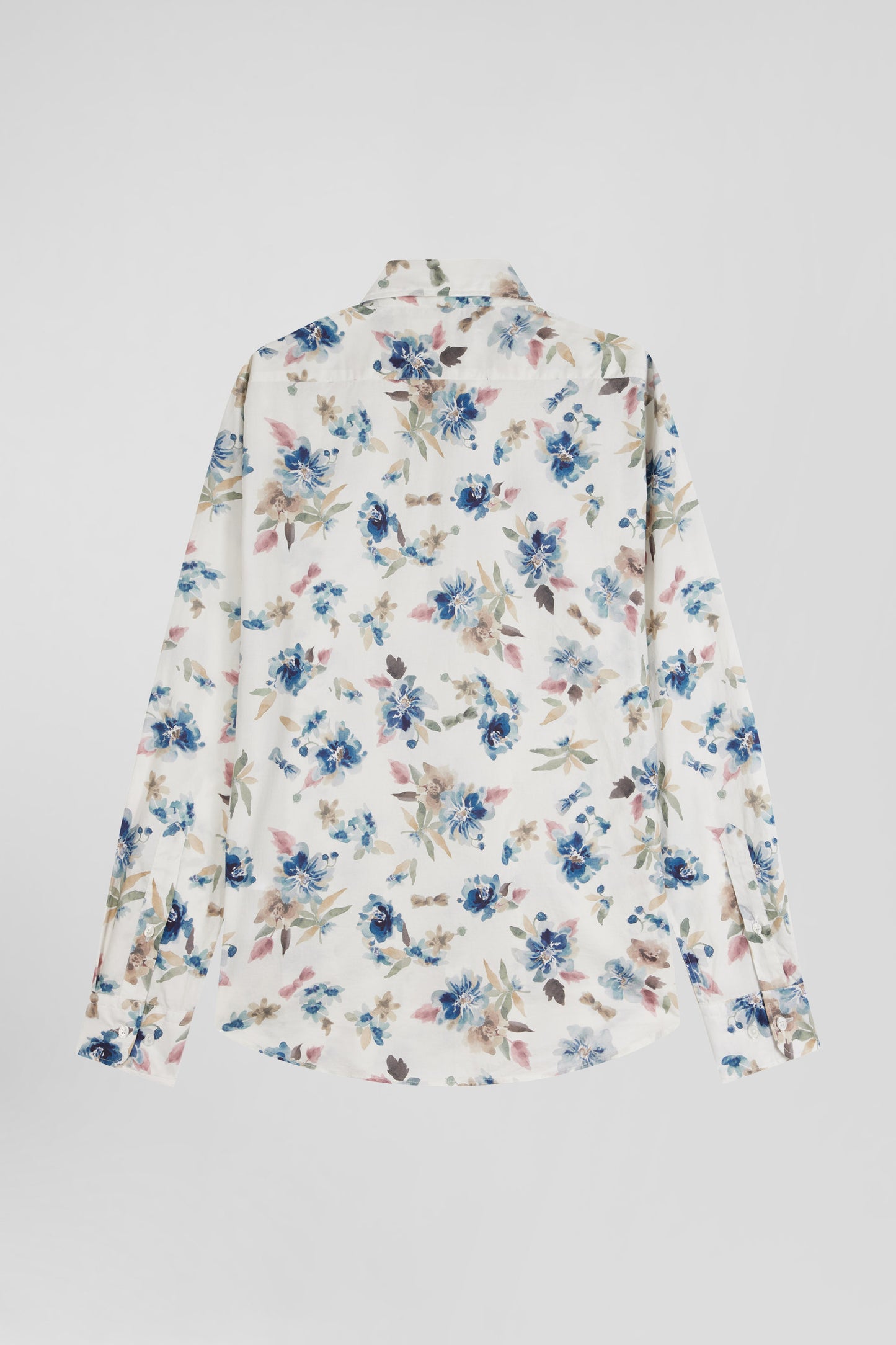 Chemise en coton à imprimé floral écru coupe Slim