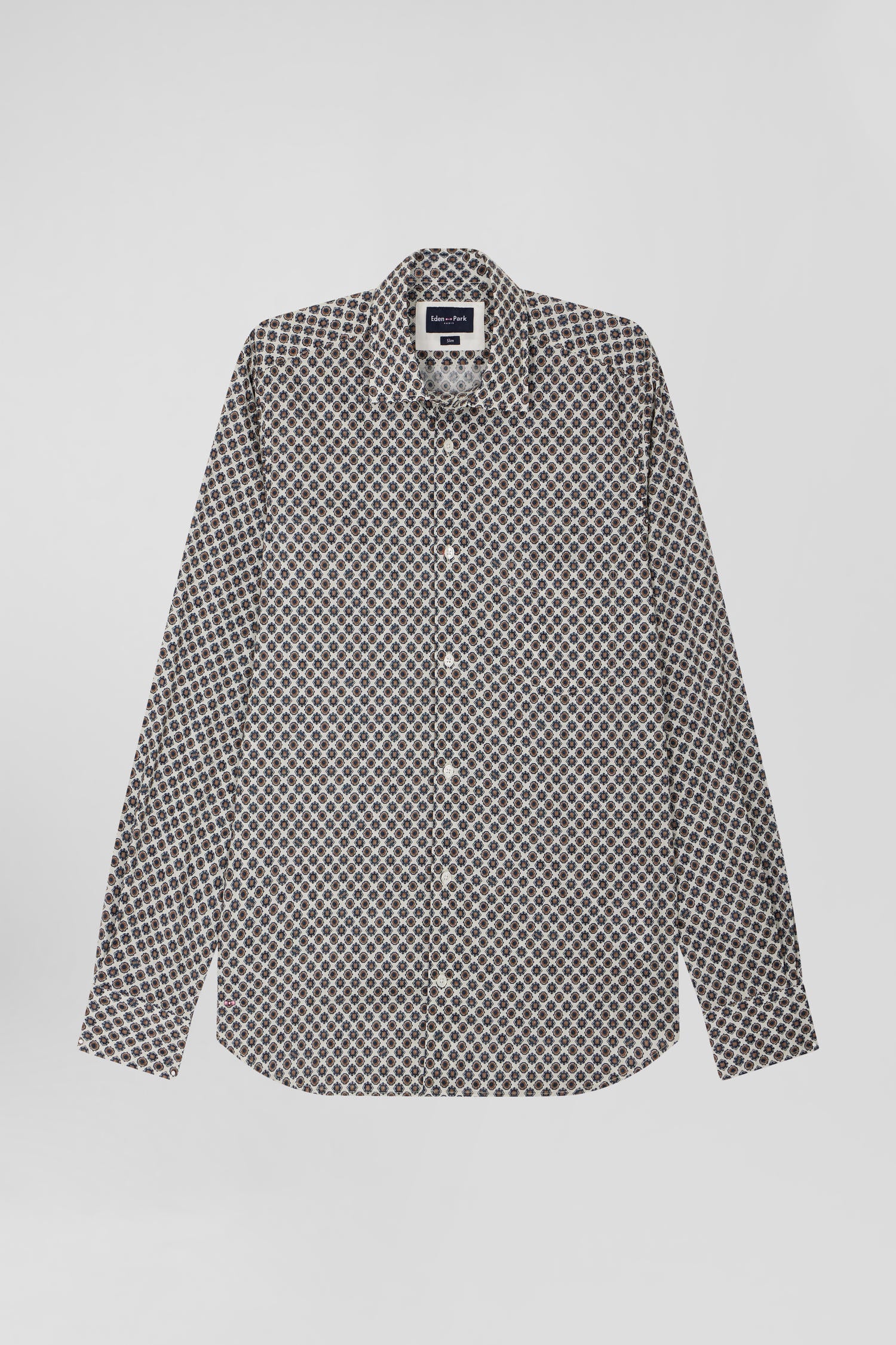 Slim-fit cotton shirt with off-white micro patterns