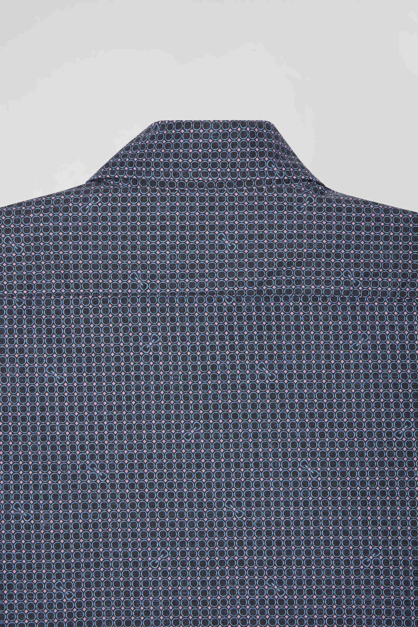 Chemise en coton à micro-carreaux bleu marine coupe Slim