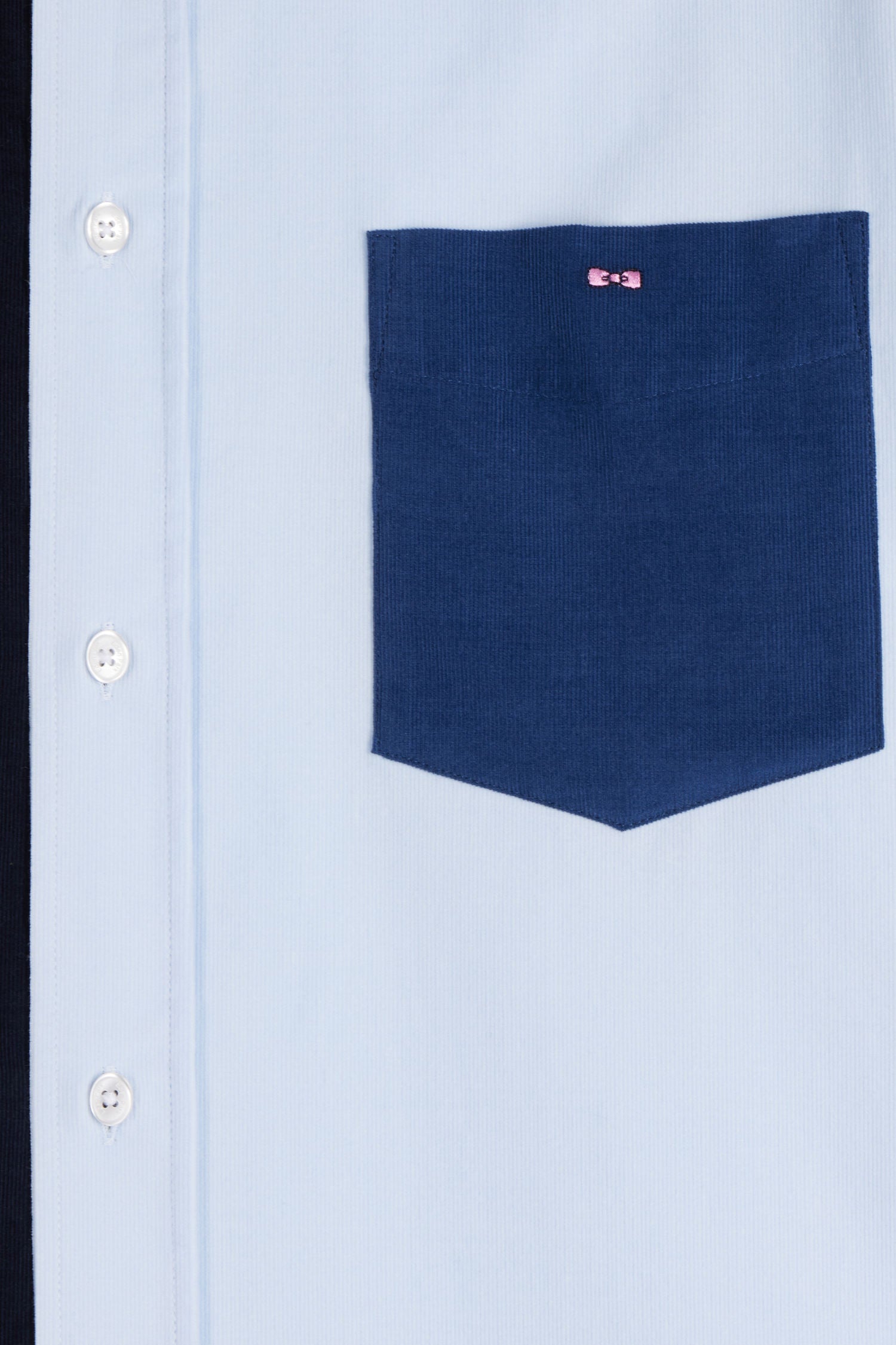 Chemise tricolore en coton bleu marine coupe Regular