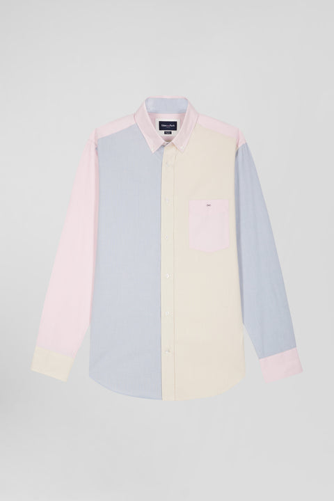 Regular sky blue tricolour cotton shirt - Image 2