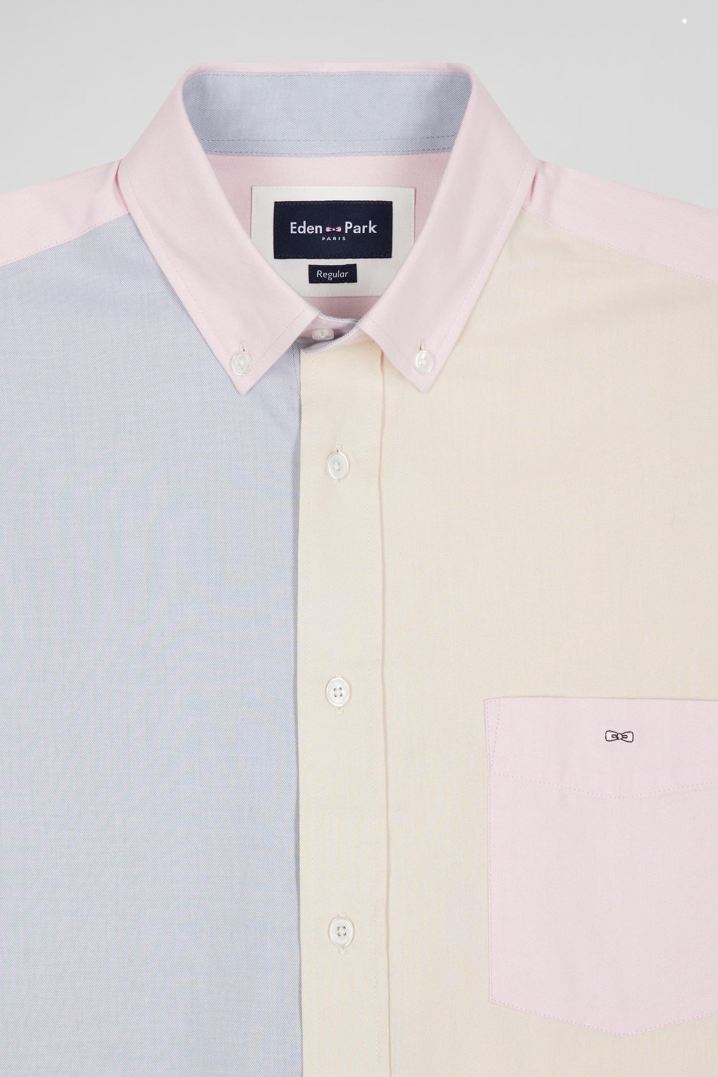 Regular sky blue tricolour cotton shirt