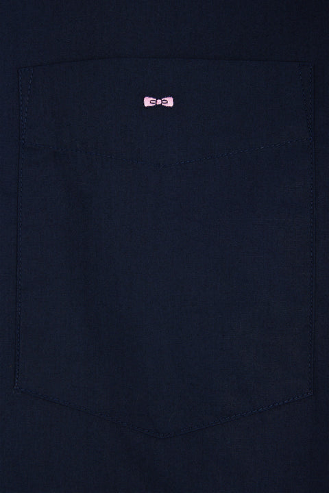 Chemise en popeline de coton bleu marine coupe Regular - Image 3
