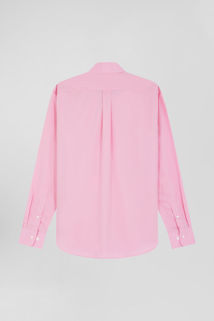 Chemise en popeline de coton rose coupe Regular