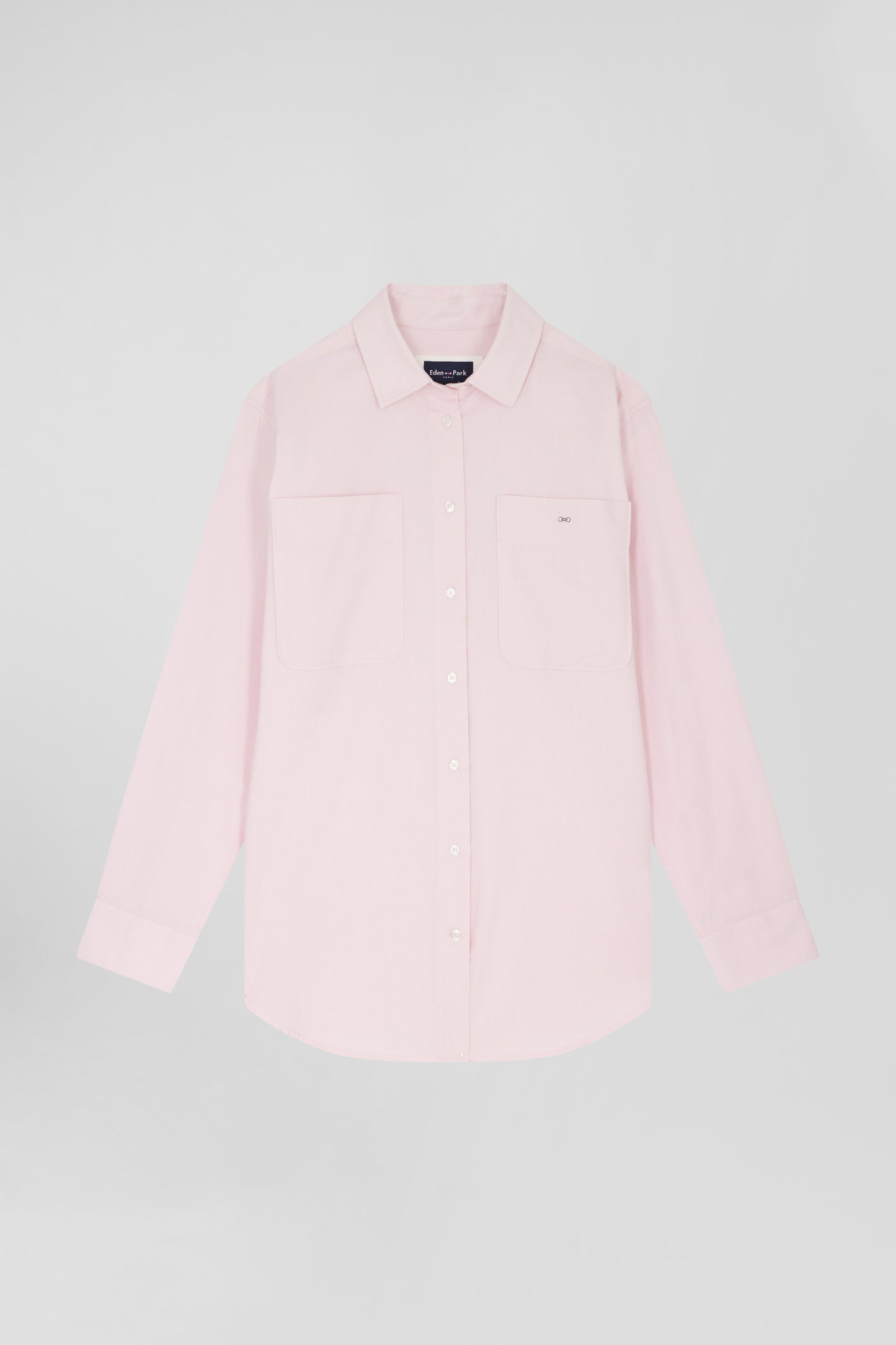 Chemise à carreaux en coton rose à poches plaquées coupe Relaxed