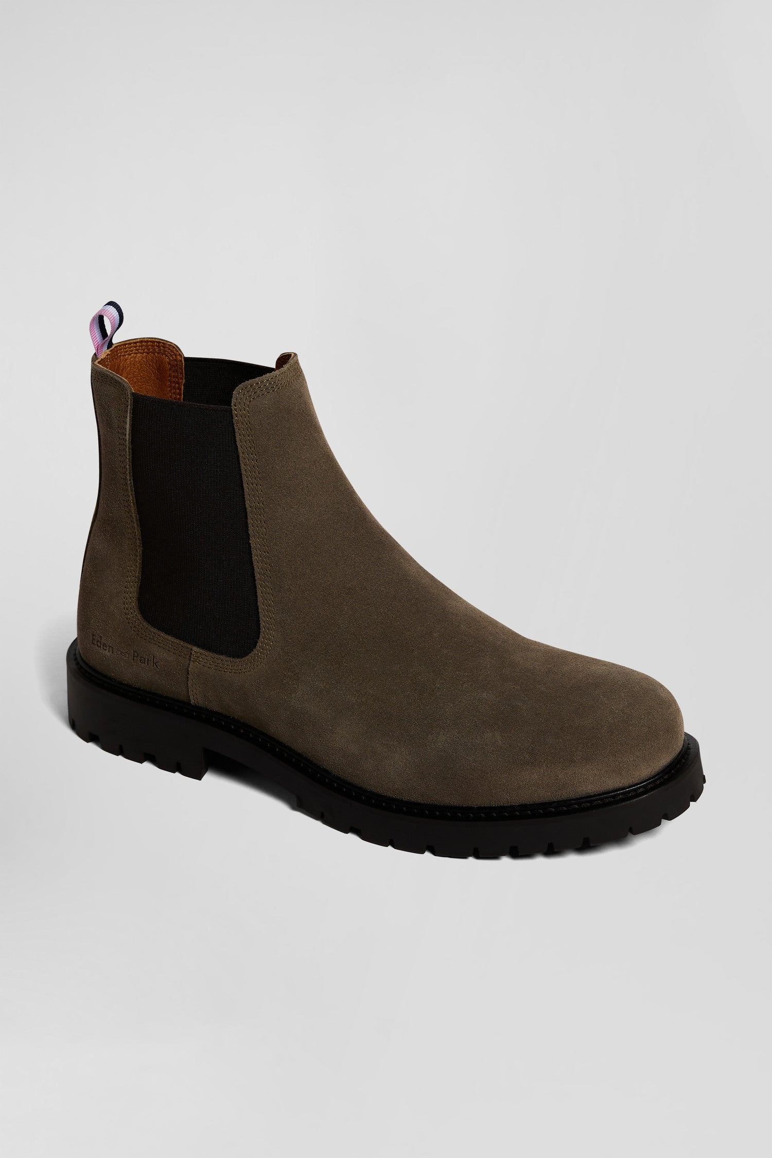 Chelsea boots en cuir grises à semelle crantée