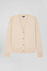 Cardigan en laine et coton beige coupe Relaxed