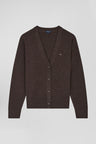 Cardigan en laine et coton marron coupe Relaxed