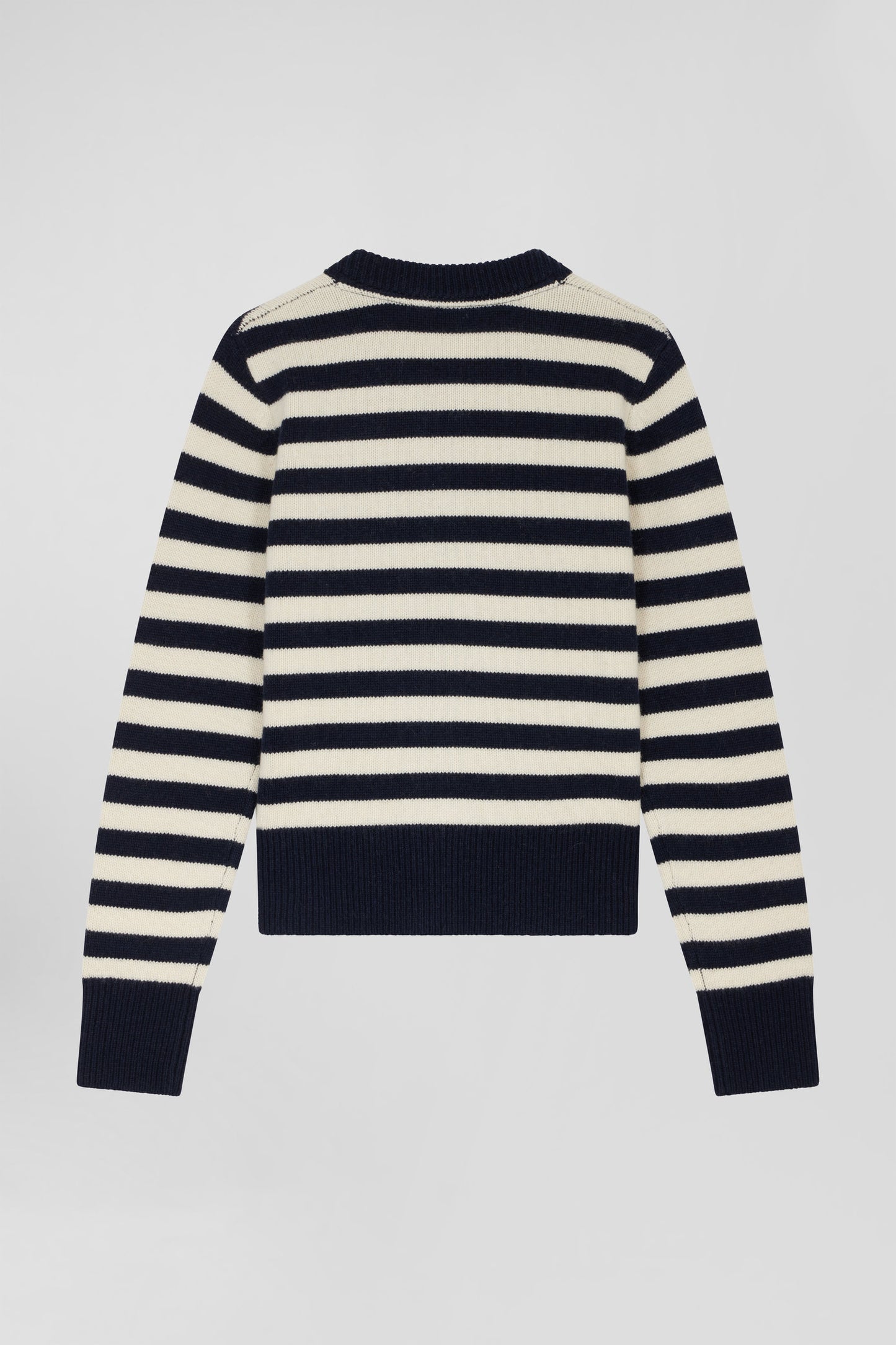 Regular navy blue and cashmere sailor striped cardigan