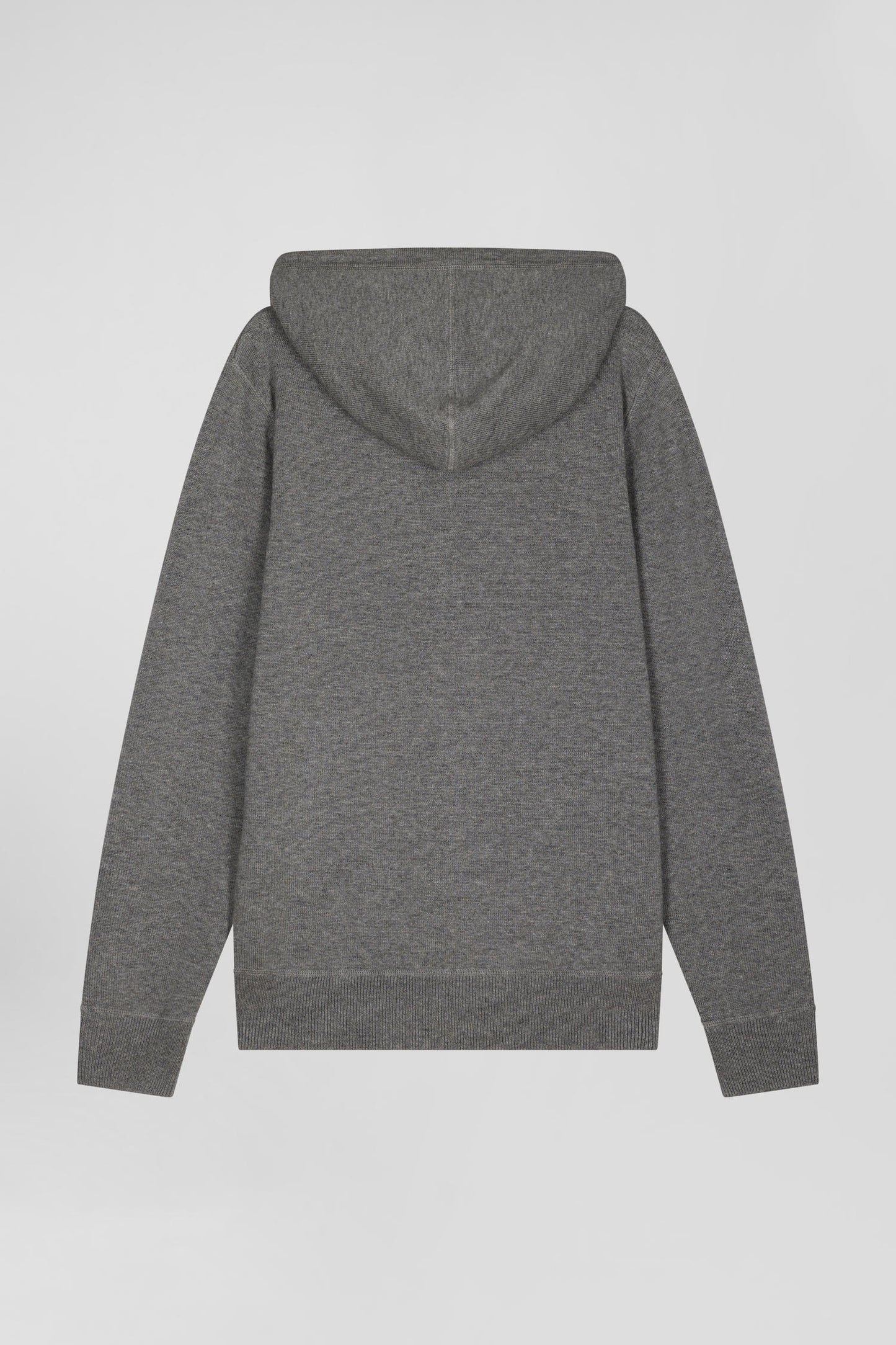 Sweatshirt zippé en maille laine et coton gris coupe Regular