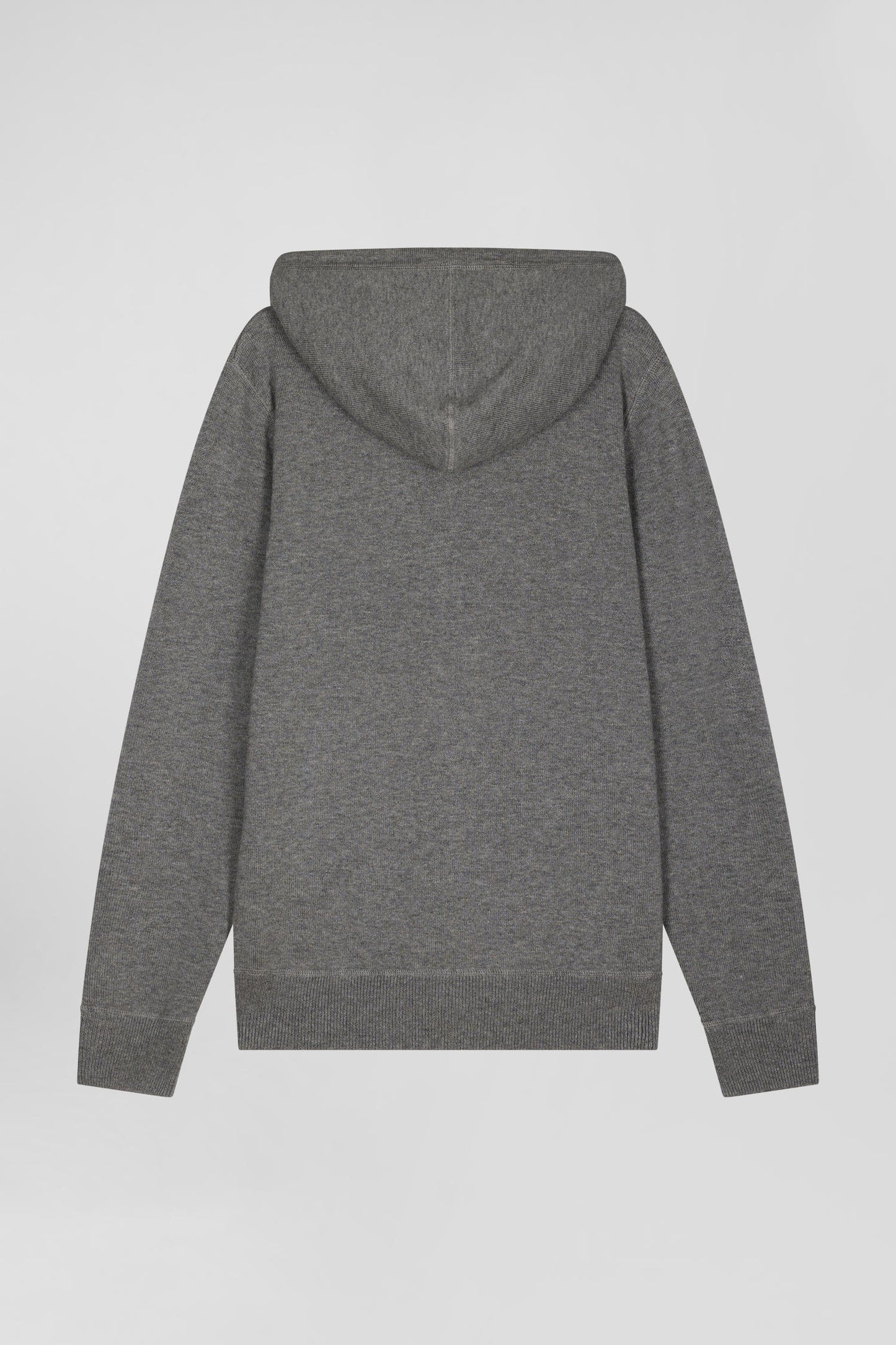 Sweatshirt zippé en maille laine et coton gris coupe Regular