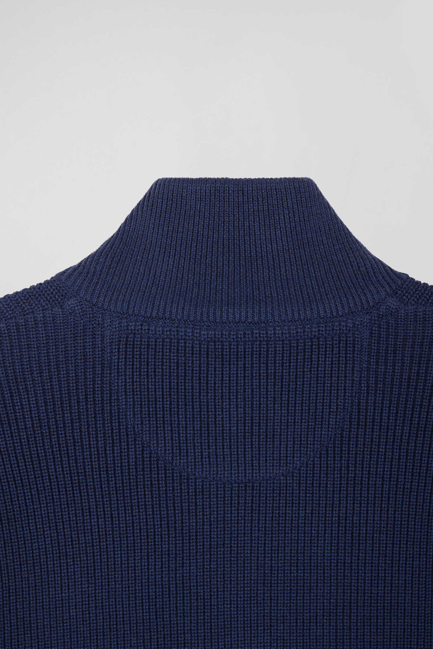 Cardigan zippé à col montant marine et bleu en coton