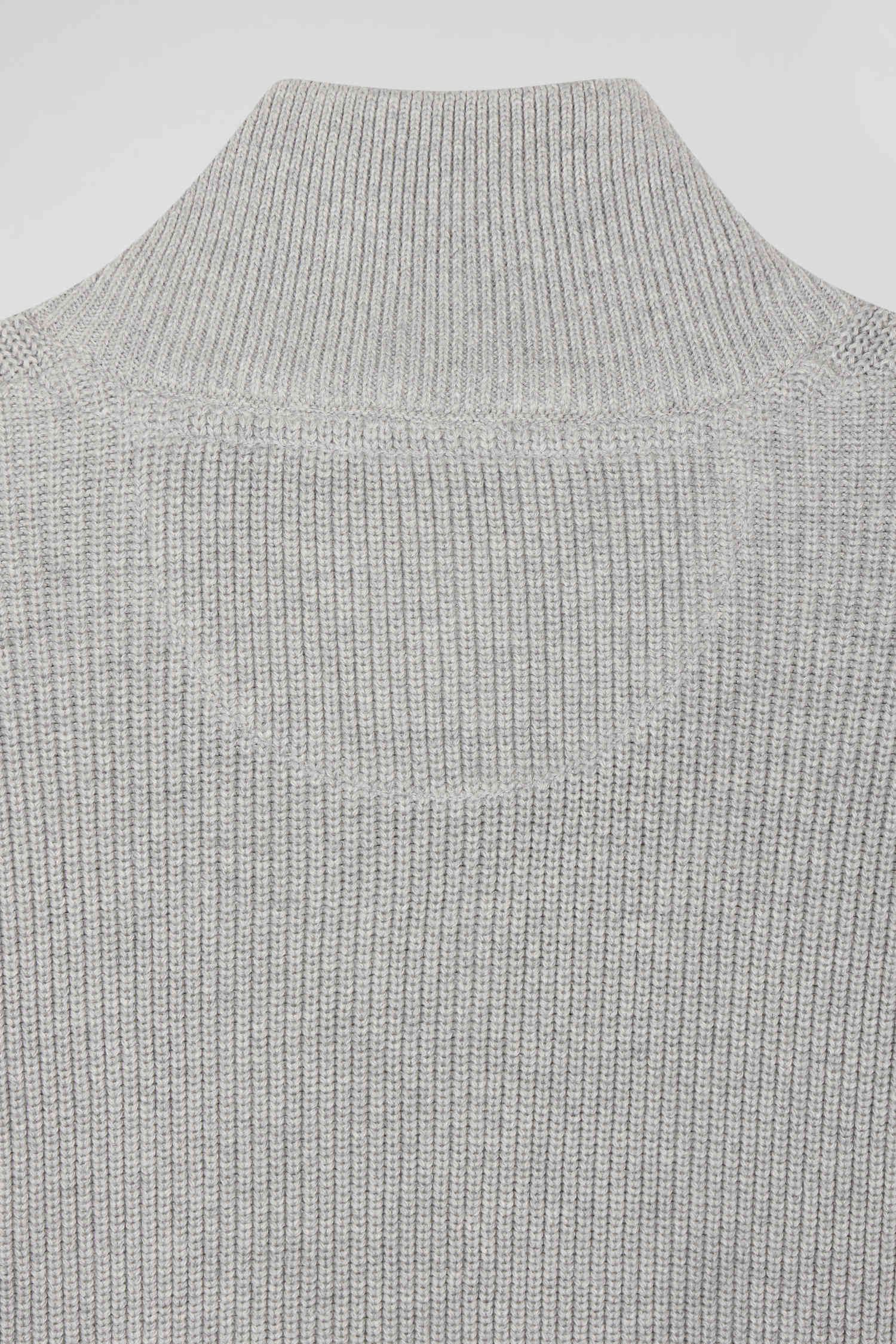 Cardigan zippé à col montant marine et gris en coton