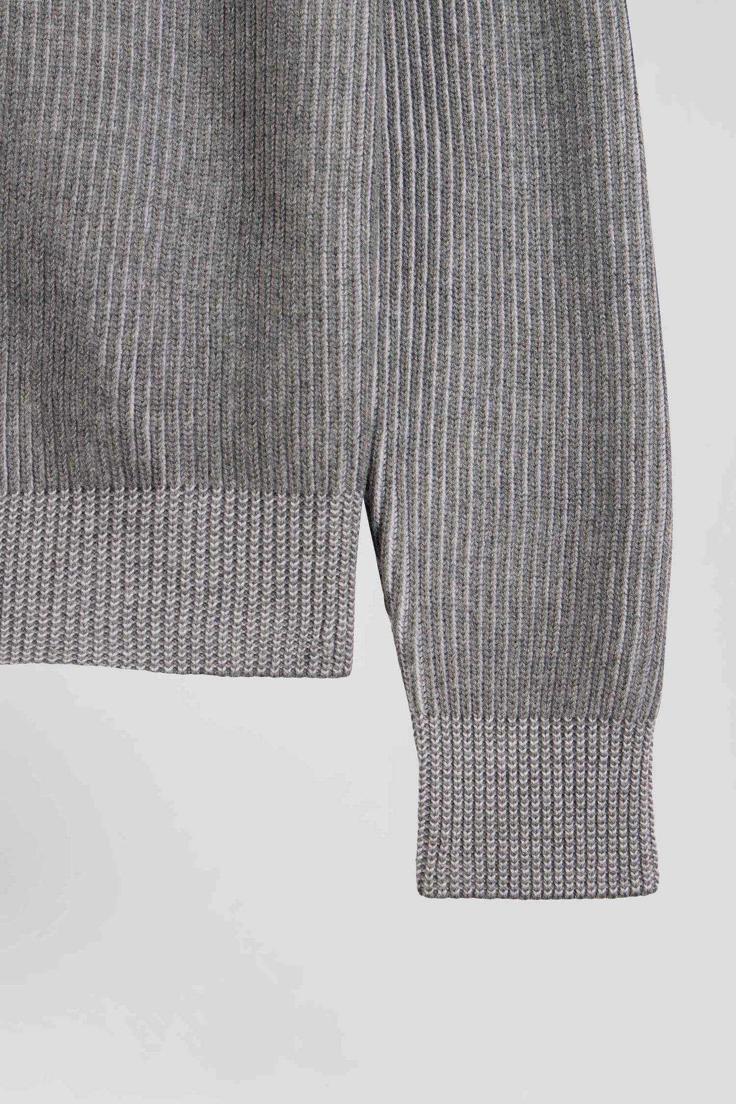 Regular grey wool and cotton zipped cardigan