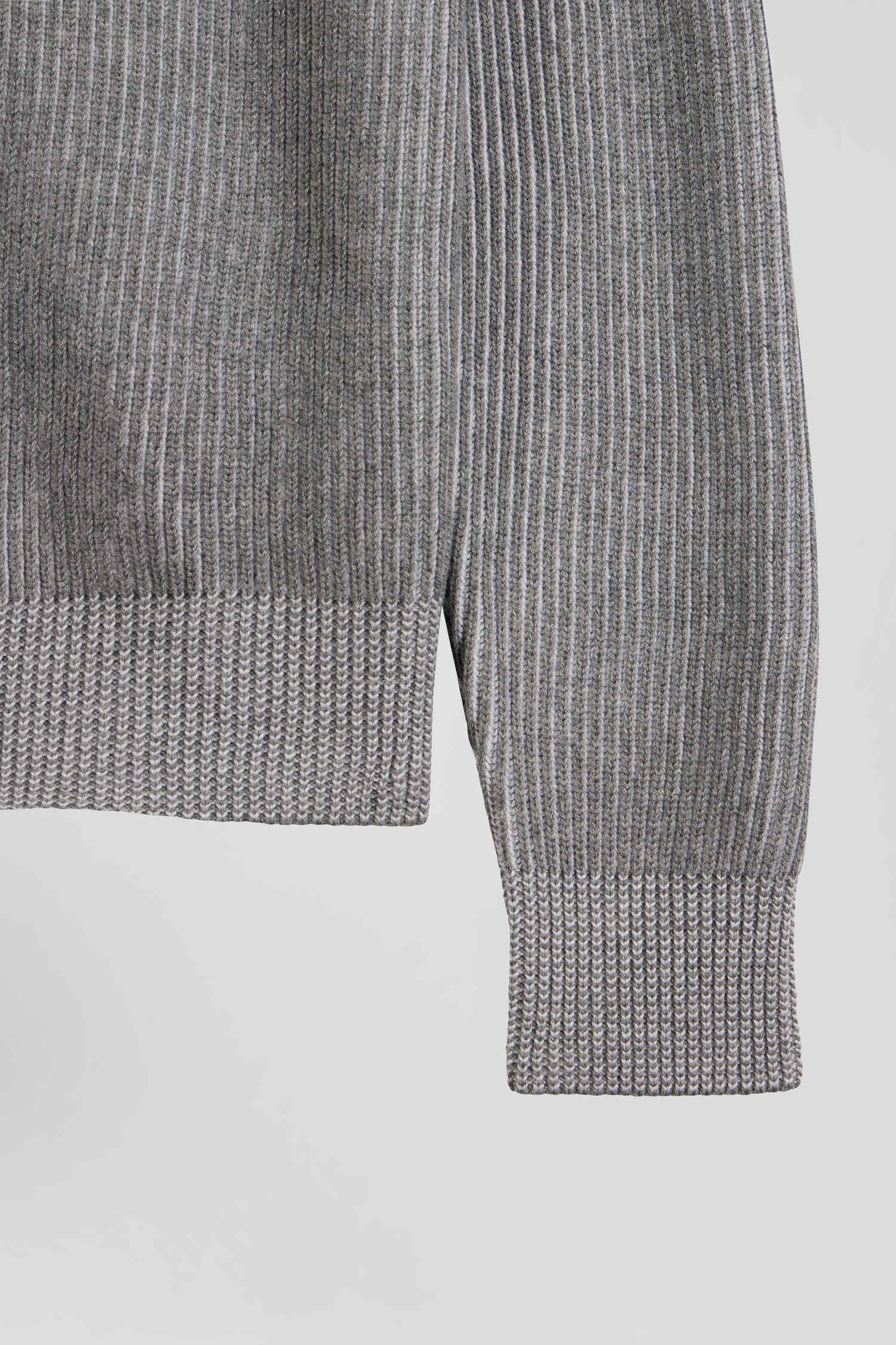 Regular grey wool and cotton zipped cardigan