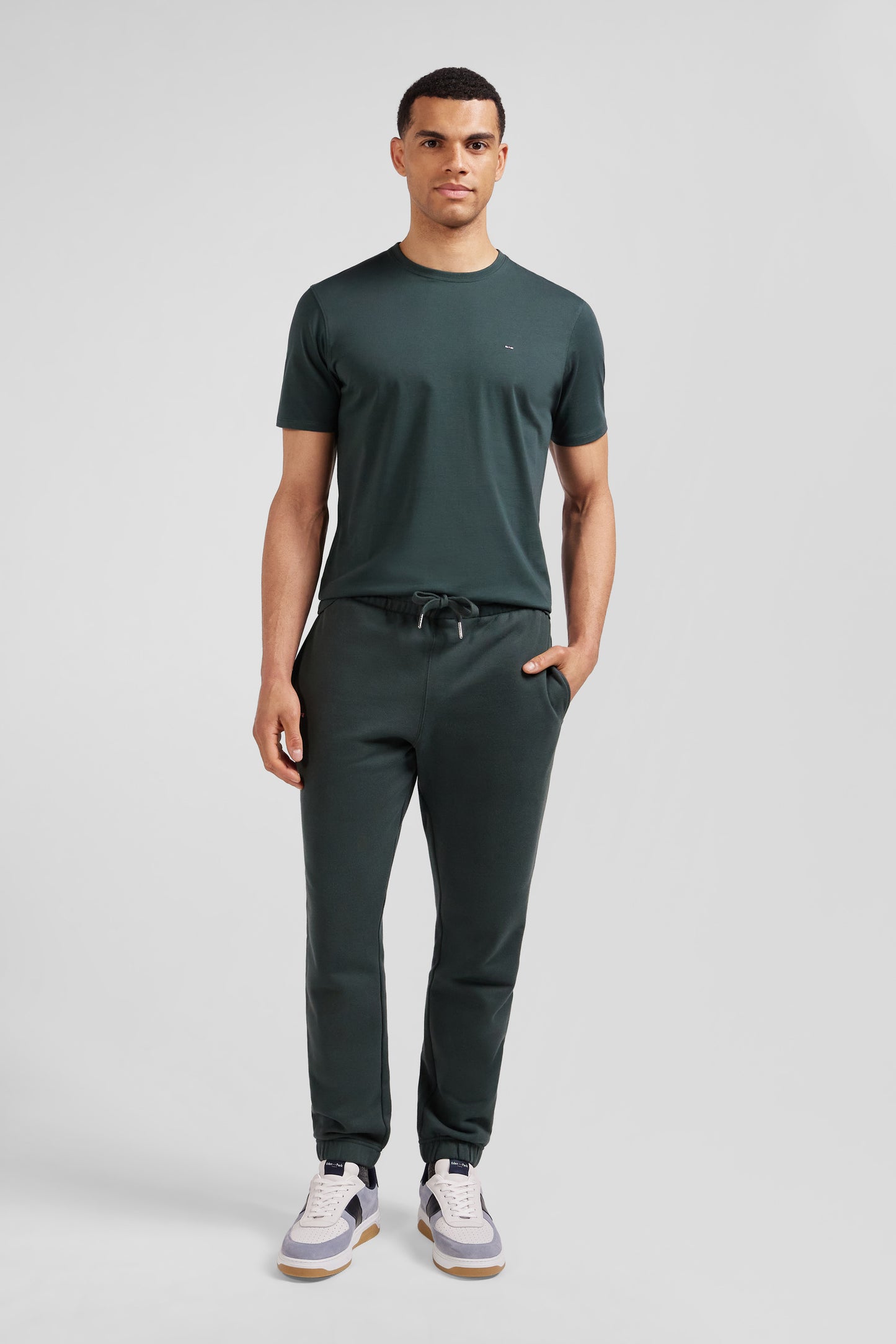 Pantalon jogging en molleton gratté vert coupe Regular