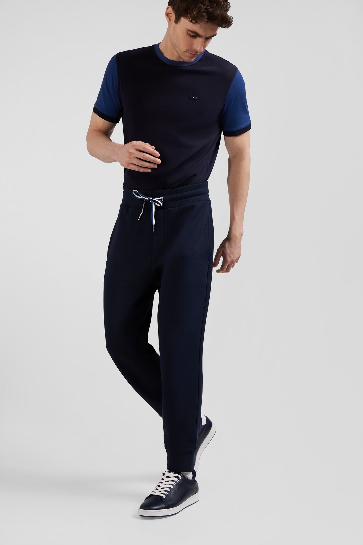 Pantalon jogging en molleton gratté bleu marine coupe Relaxed