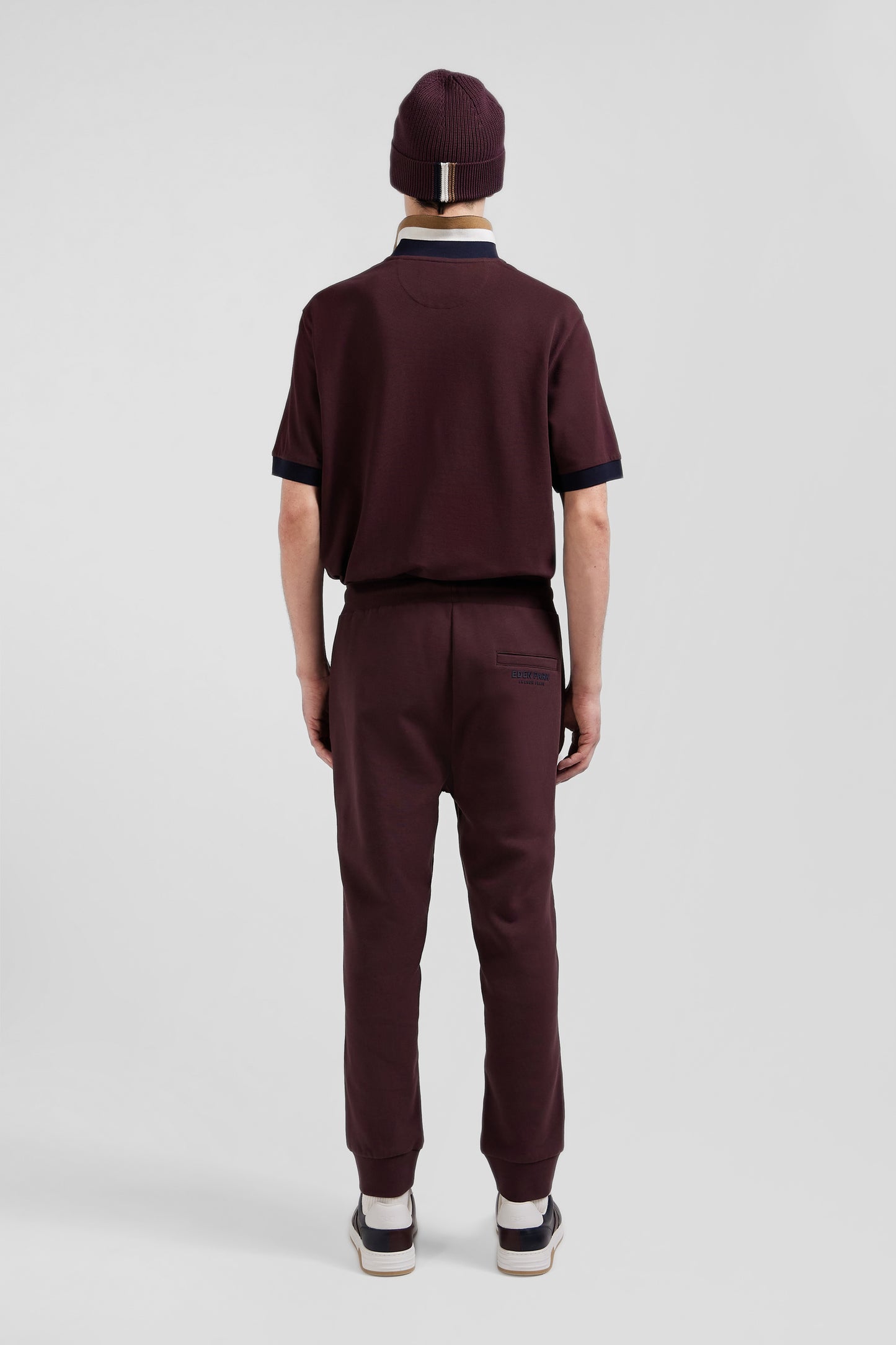 Pantalon jogging en molleton gratté bordeaux coupe Relaxed