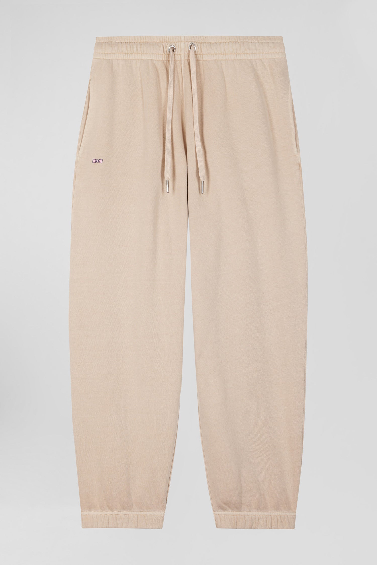 Jogging unisexe en molleton coton beige surteint coupe Relaxed