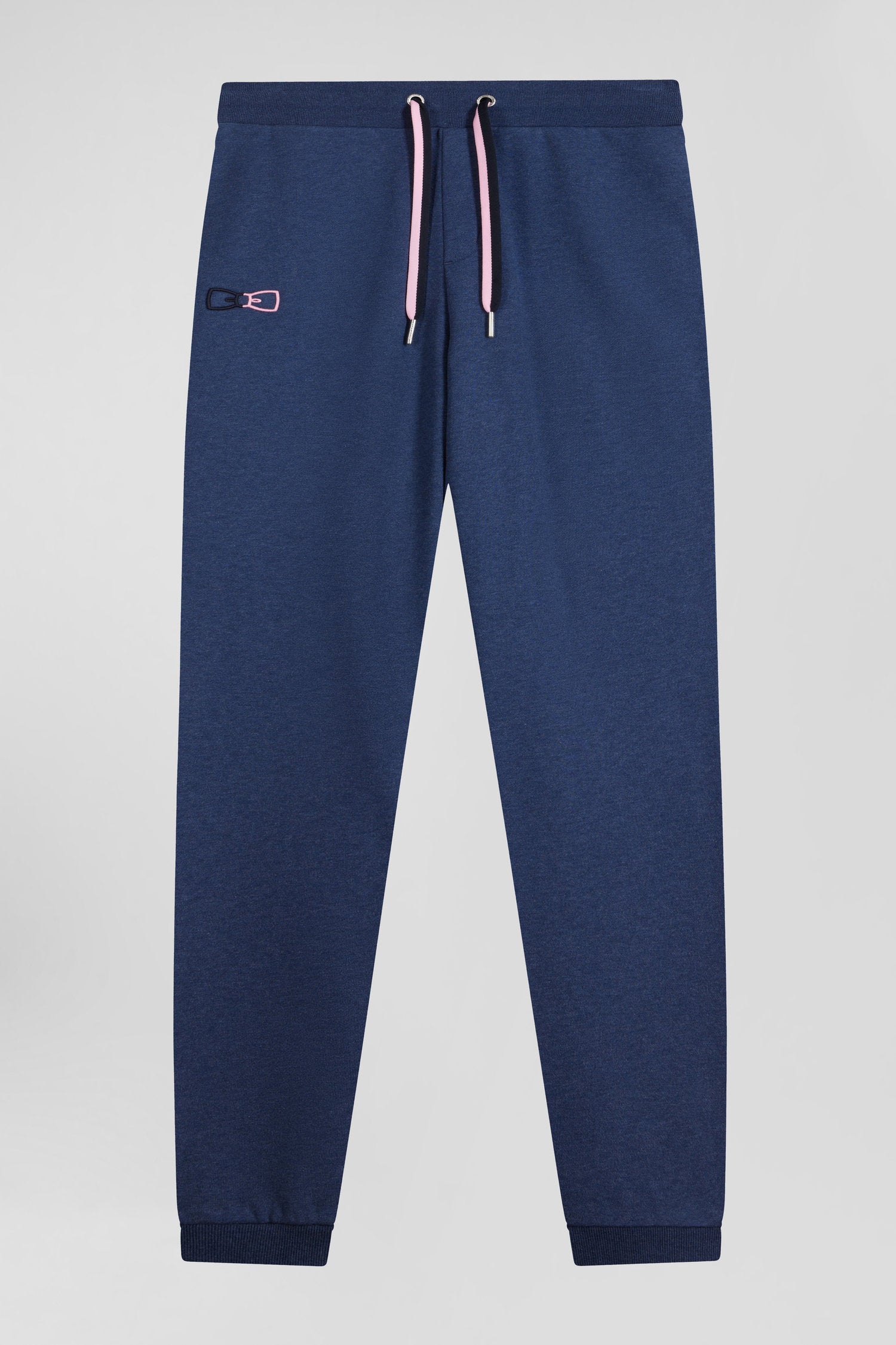 Pantalon jogging en molleton coton gratté bleu marine coupe Regular