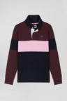 Maillot manches longues colorblock bordeaux en coton broderie dos coupe Regular