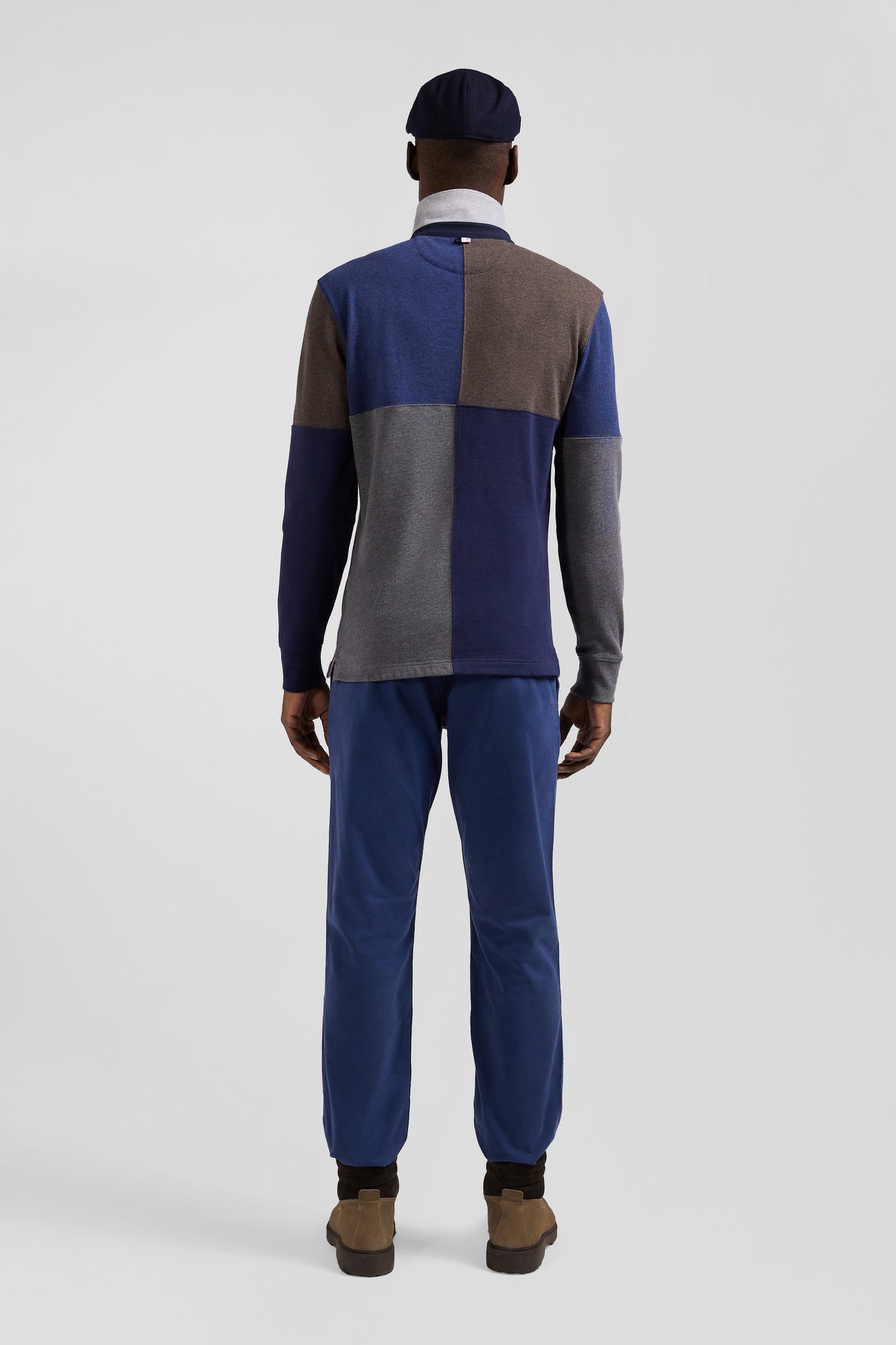 Maillot manches longues coupé-cousu en coton bleu marine coupe Regular