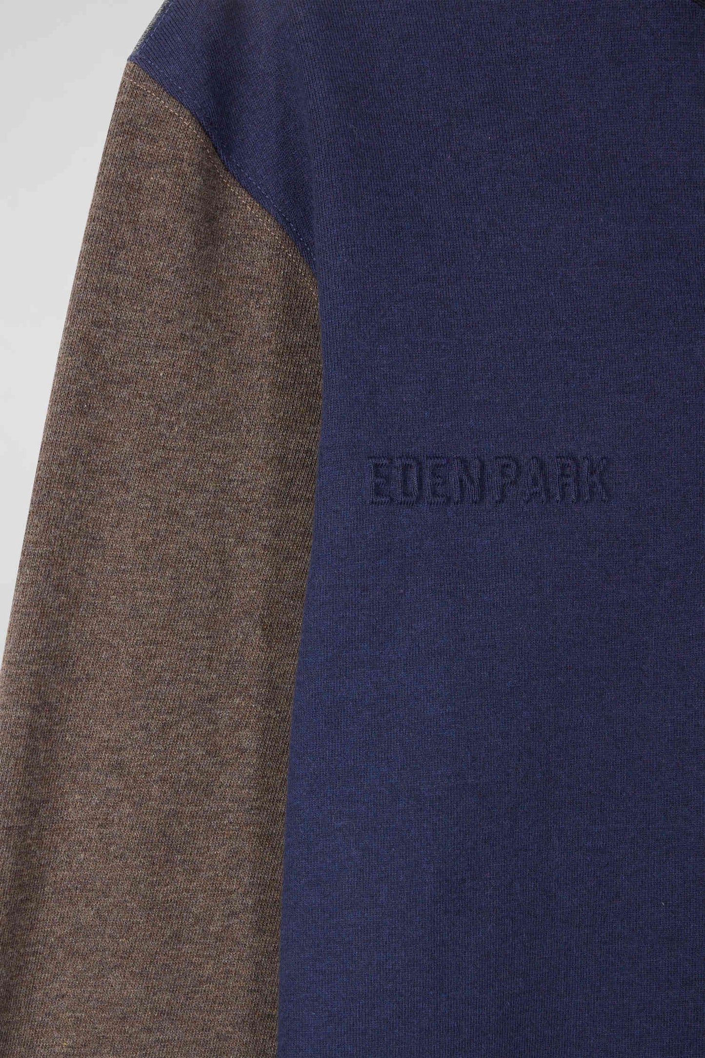 Regular grey colorblock long-sleeved cotton rugby shirt