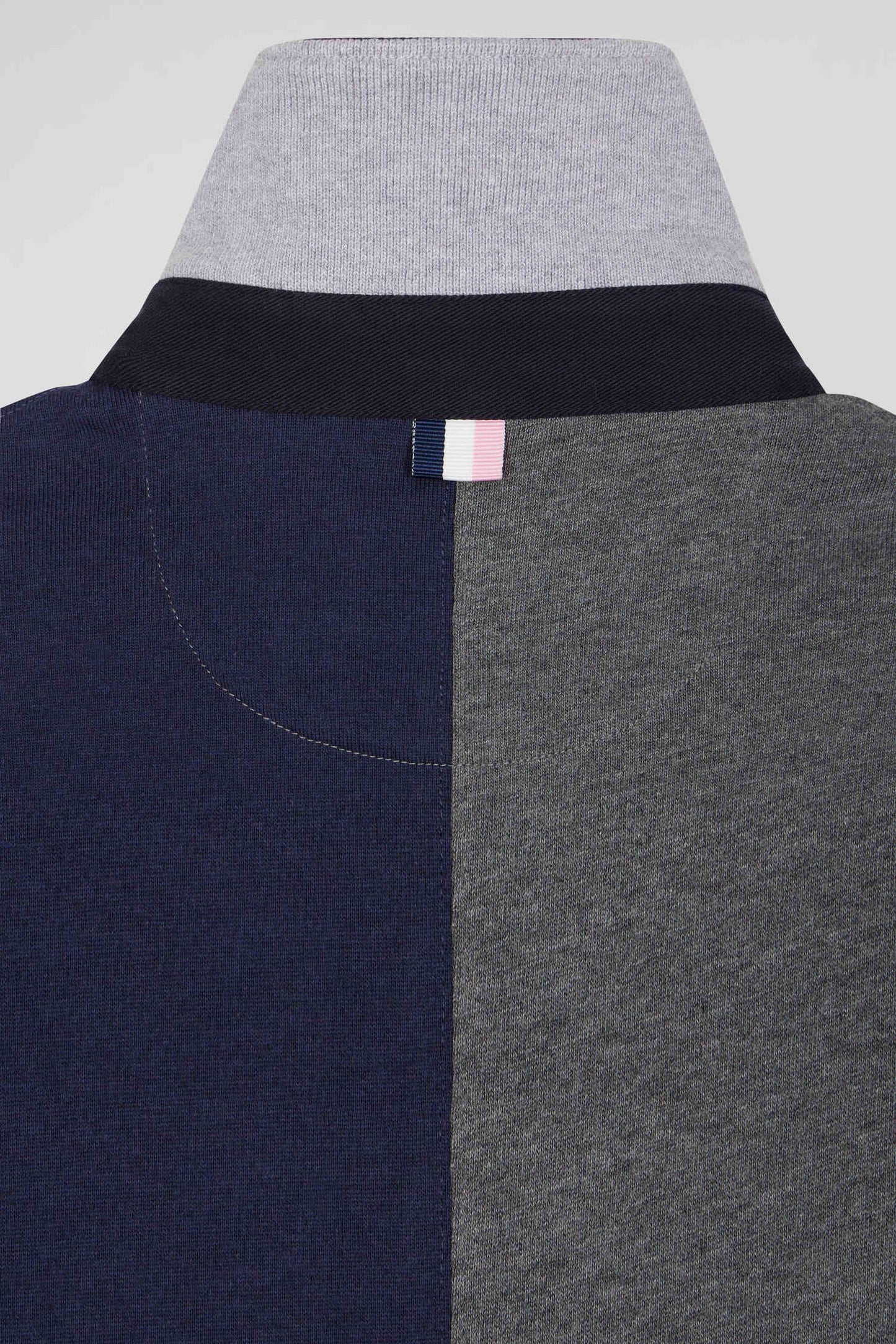 Regular grey colorblock long-sleeved cotton rugby shirt