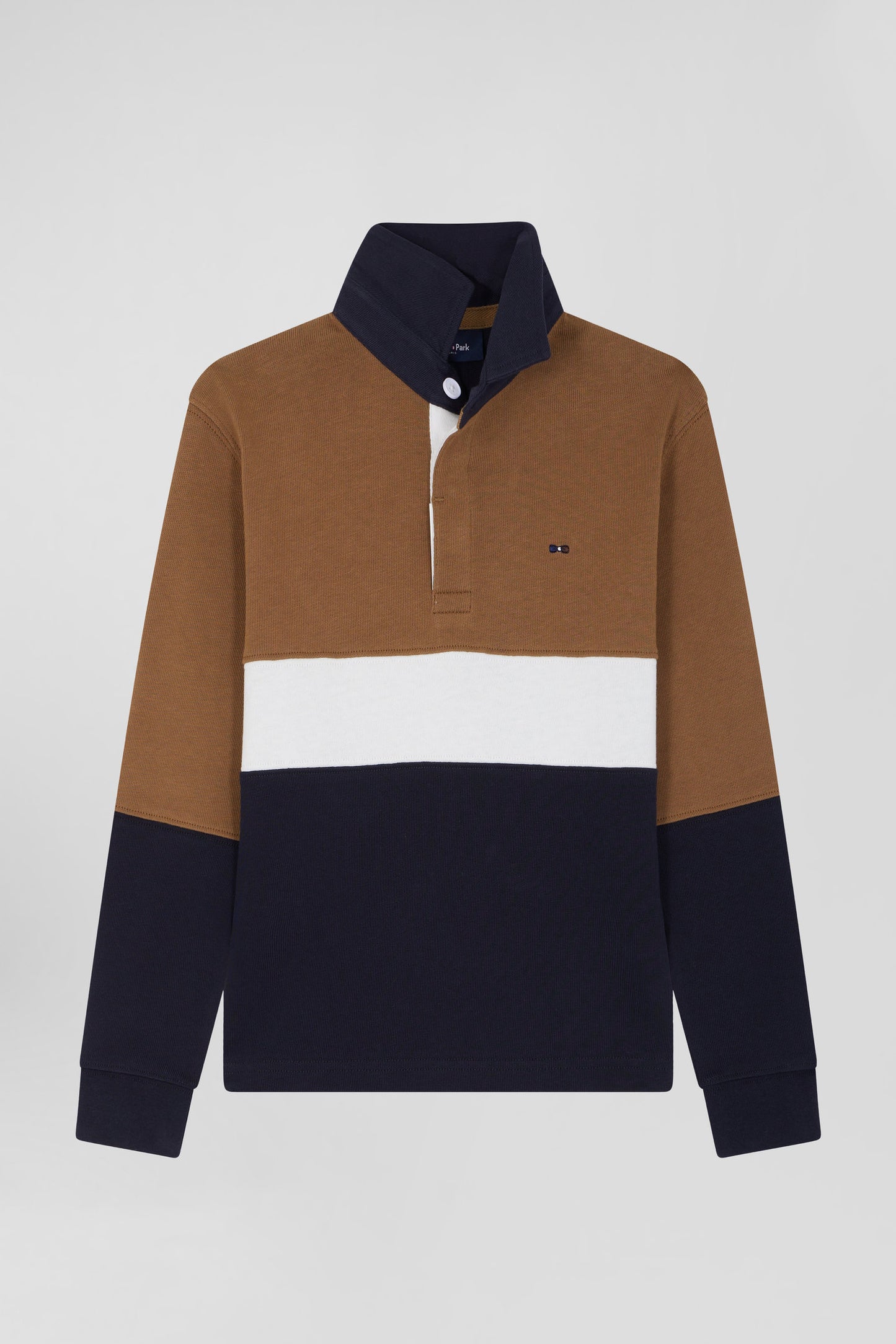 Maillot manches longues tricolore en coton noisette coupe Regular