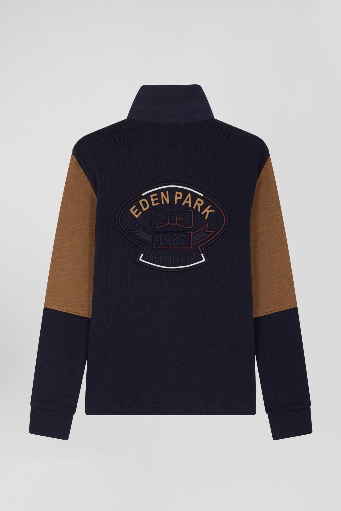 Maillot manches longues tricolore en coton noisette coupe Regular