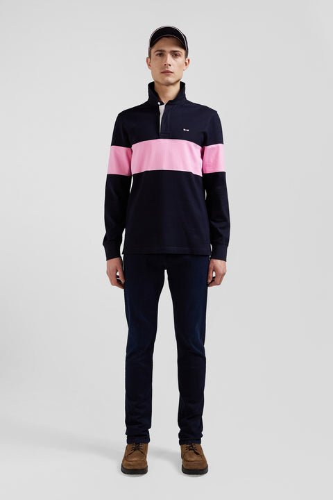 Maillot manches longues en coton bleu marine broderie 10 coupe Regular - Image 1