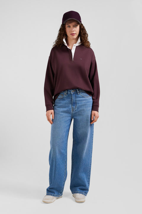 Maillot manches longues en coton bordeaux coupe Relaxed - Image 1
